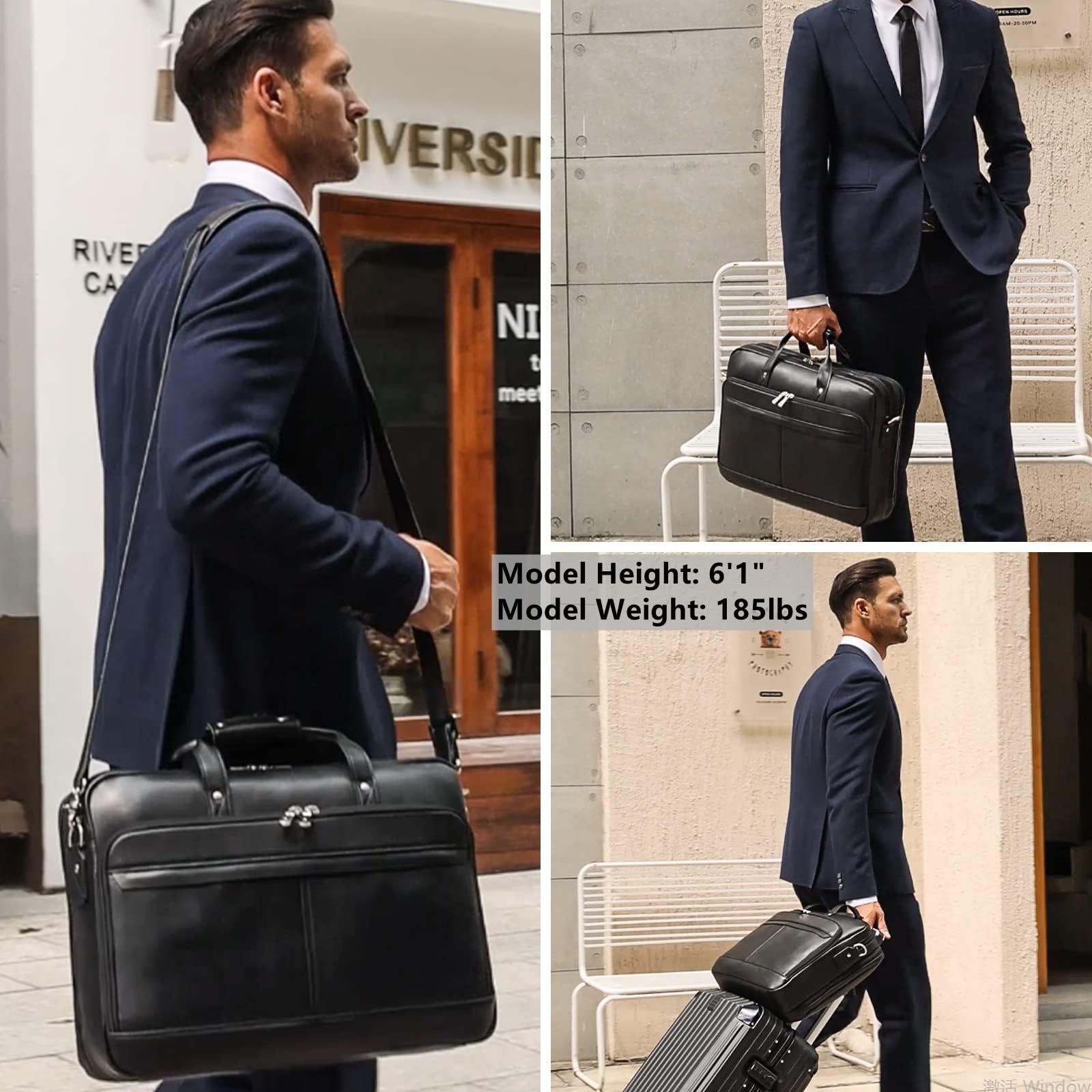 Skórzana teczka dla mężczyzn 17-calowy laptop crossbody torba listonoszka etui do podróży służbowej pracy prawnika