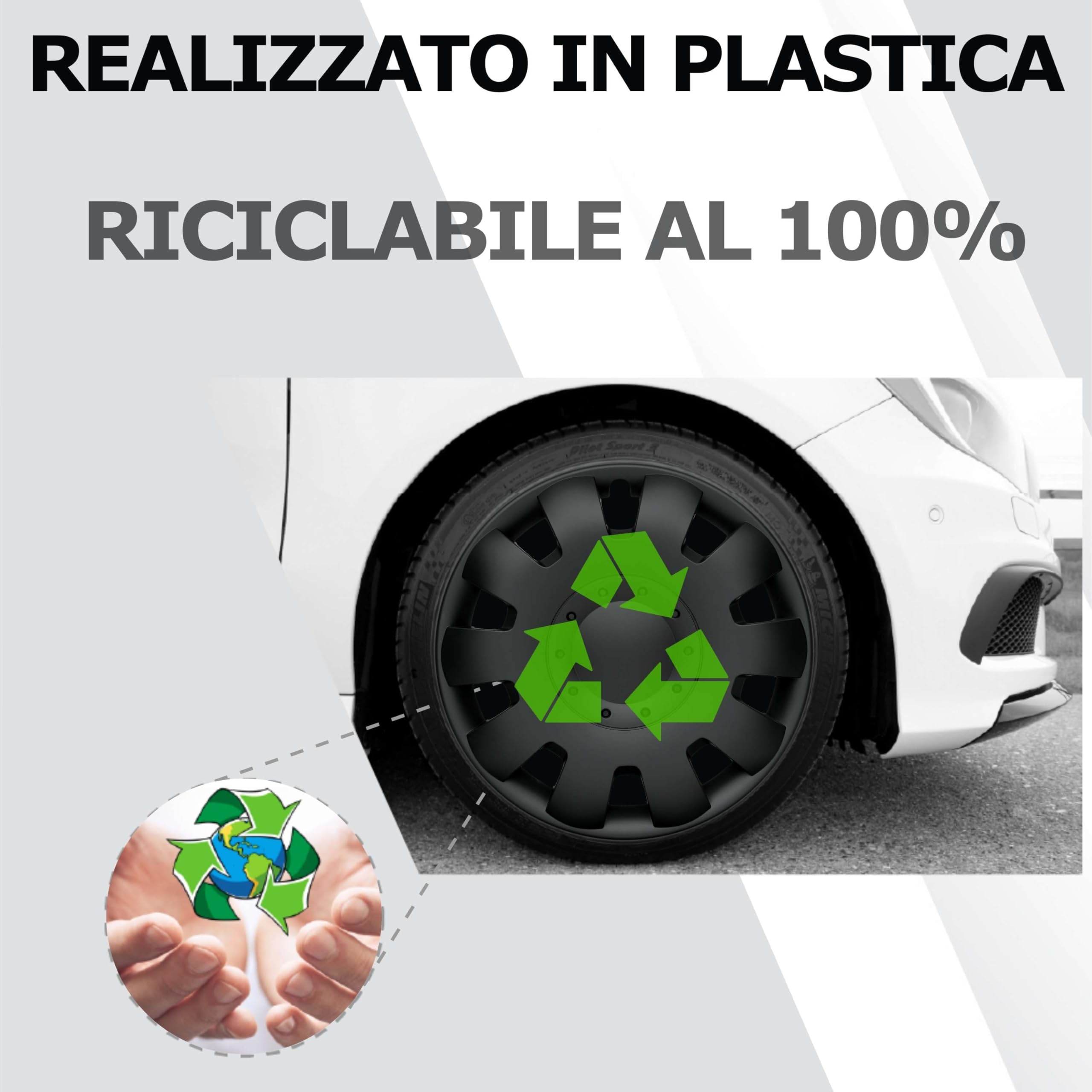 Copricerchi neri 16 pollici - Set da 4 copricerchi da 14-17 pollici - Copri cerchi pollici auto Neptun per quasi tutti i cerchioni in acciaio - Nero o argento