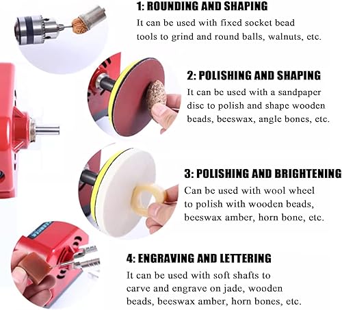 Miniatura 5 de Juego completo de taladro de 680 W para perforadora de perlas, herramientas de joyería de piedra ámbar coral, velocidad ajustable