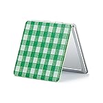 OMIRO Compact Mirror, Unique Plaid Pattern PU Leather 1X/3X Magnification, Ultra Portable for Purses, 2.76 W x 2.76 L, Green Plaid
