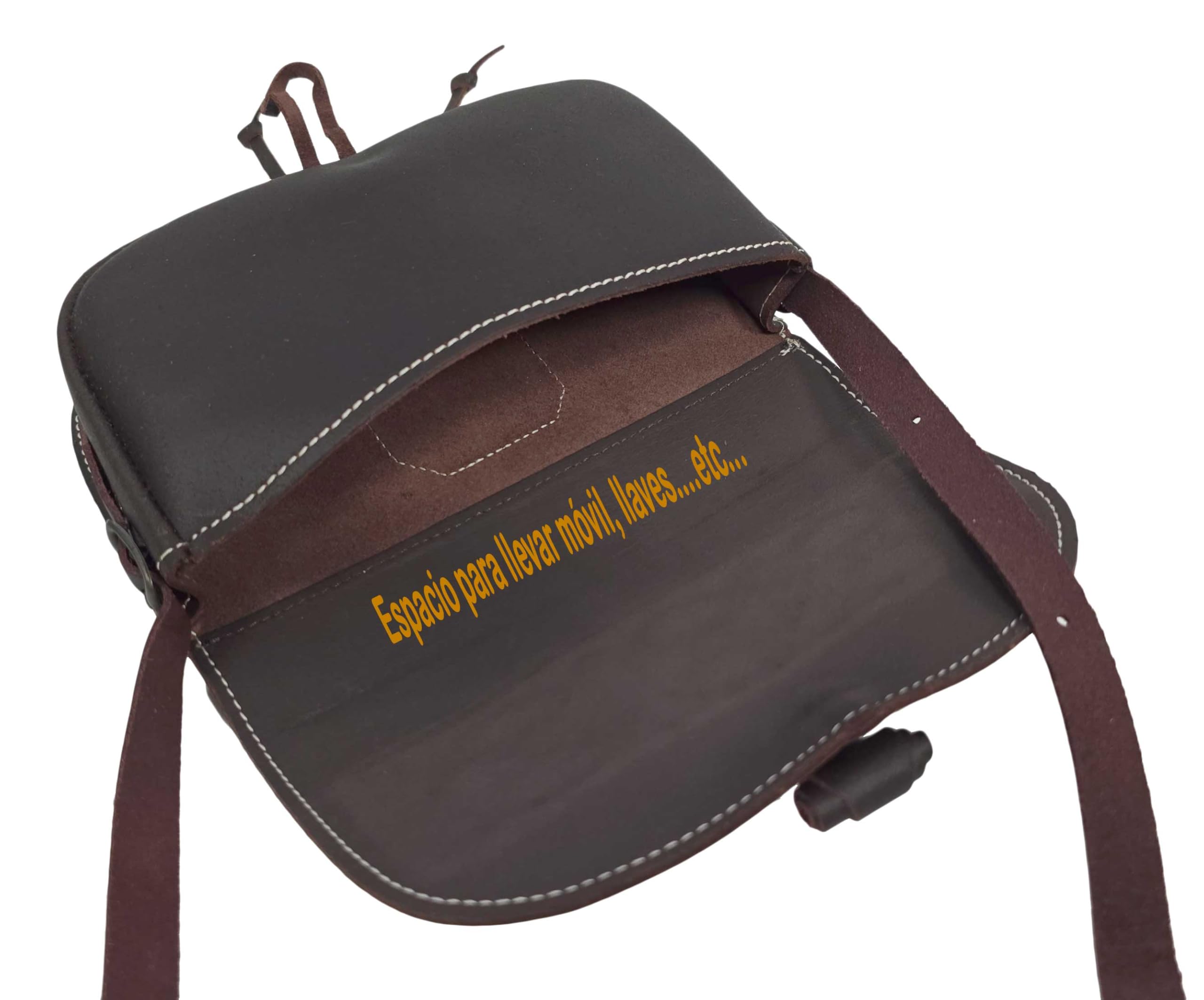 Marrón Chocolate, Bolso Bandolera en piel Ubrique convertible Riñonera de mide: 20x12x5cms. Diseño Bordado artesanal. Tamaño perfecto para llevar el movil, llaves, pañuelos.