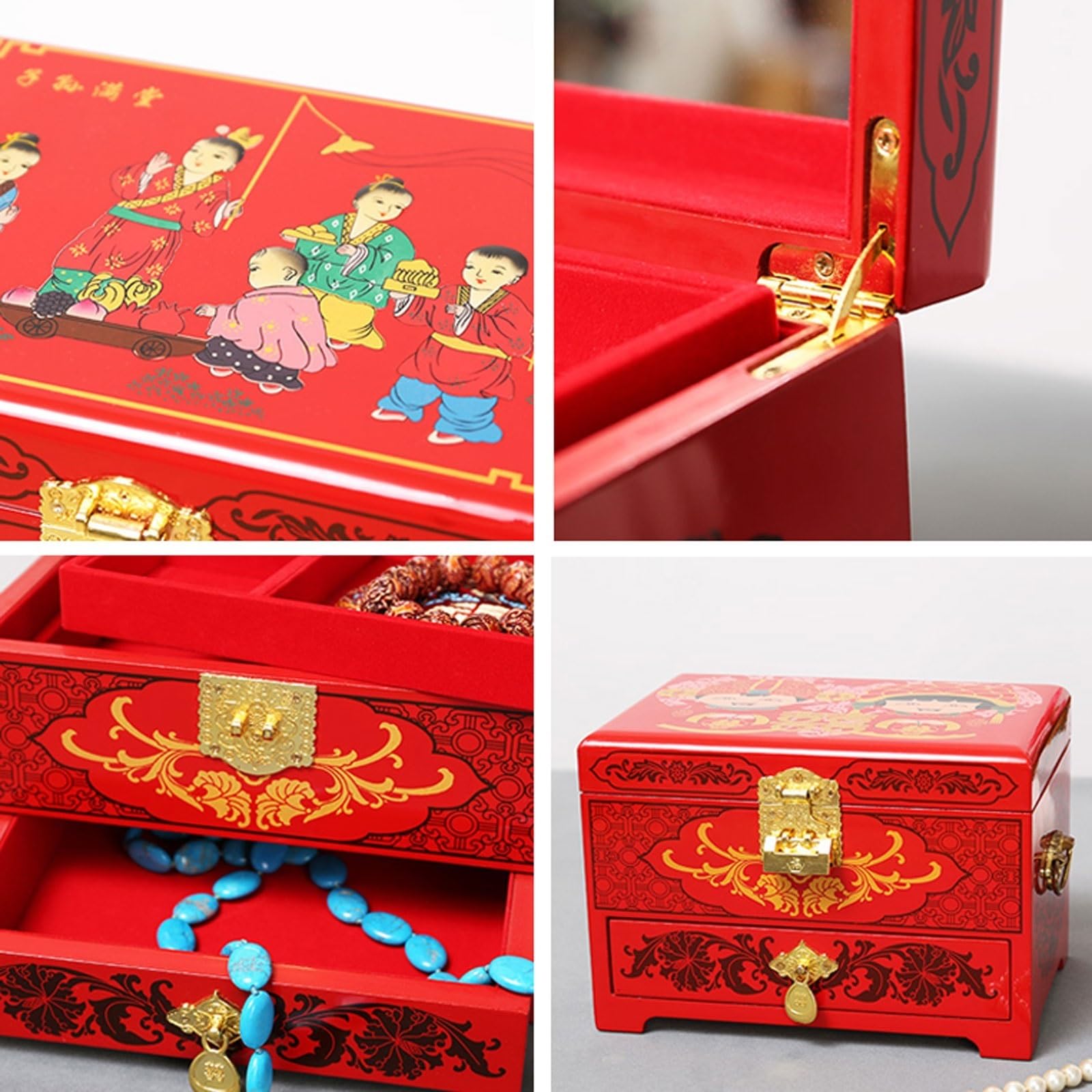 Jewelry Box Organizer Jewelry Box Jewelry Storage Box with Lock Vanity Box Exquisite Cosmetic Box Jewelry Organizer Small (D S) (B S)