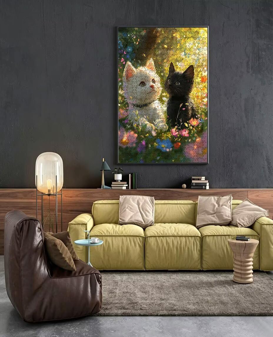 Puzzle 1000 elementów, kot trawnik puzzle dla dorosłych 1000, niemożliwa klasyczna układanka, drewniane układanki, gra rodzinna, do gry edukacyjnej wyzwanie zabawki, dekoracja ścienna prezent BXHZW5