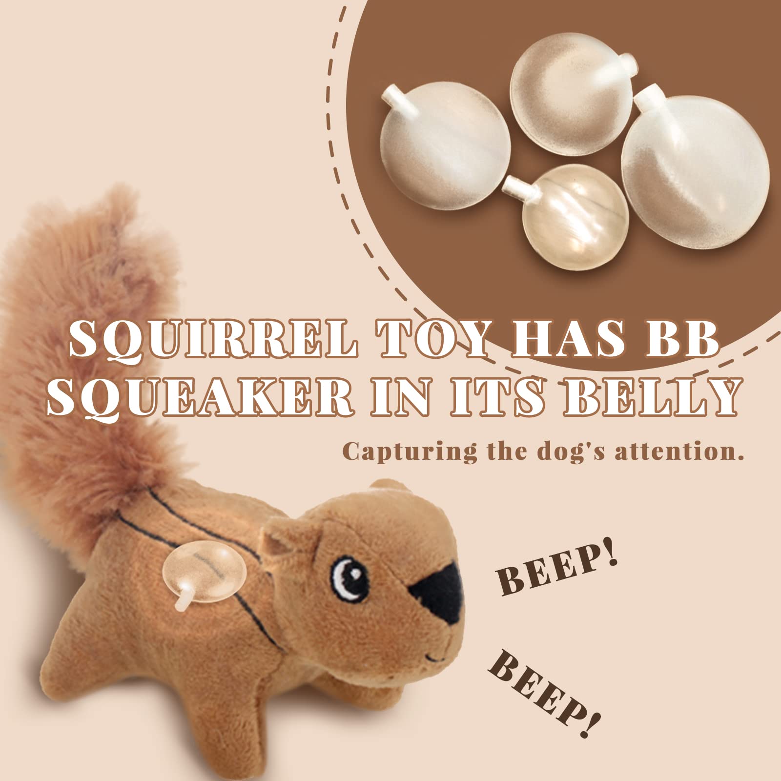LaiFug Jouet en Peluche pour Chien en Forme d'écureuil caché, Jouet interactif couineur pour Chien, Taille XL