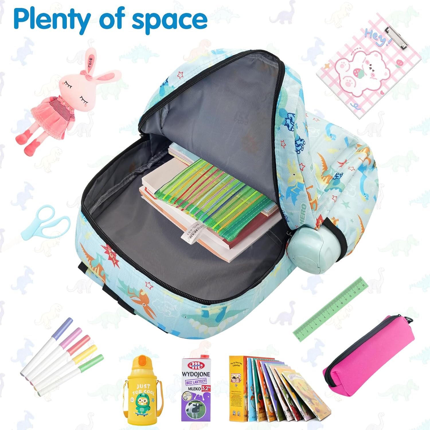 Kids Backpack for Girls Boys - Toddler Preschool Backpack School Bag Cute Kindergarten Backpack, Light Blue - Image 3