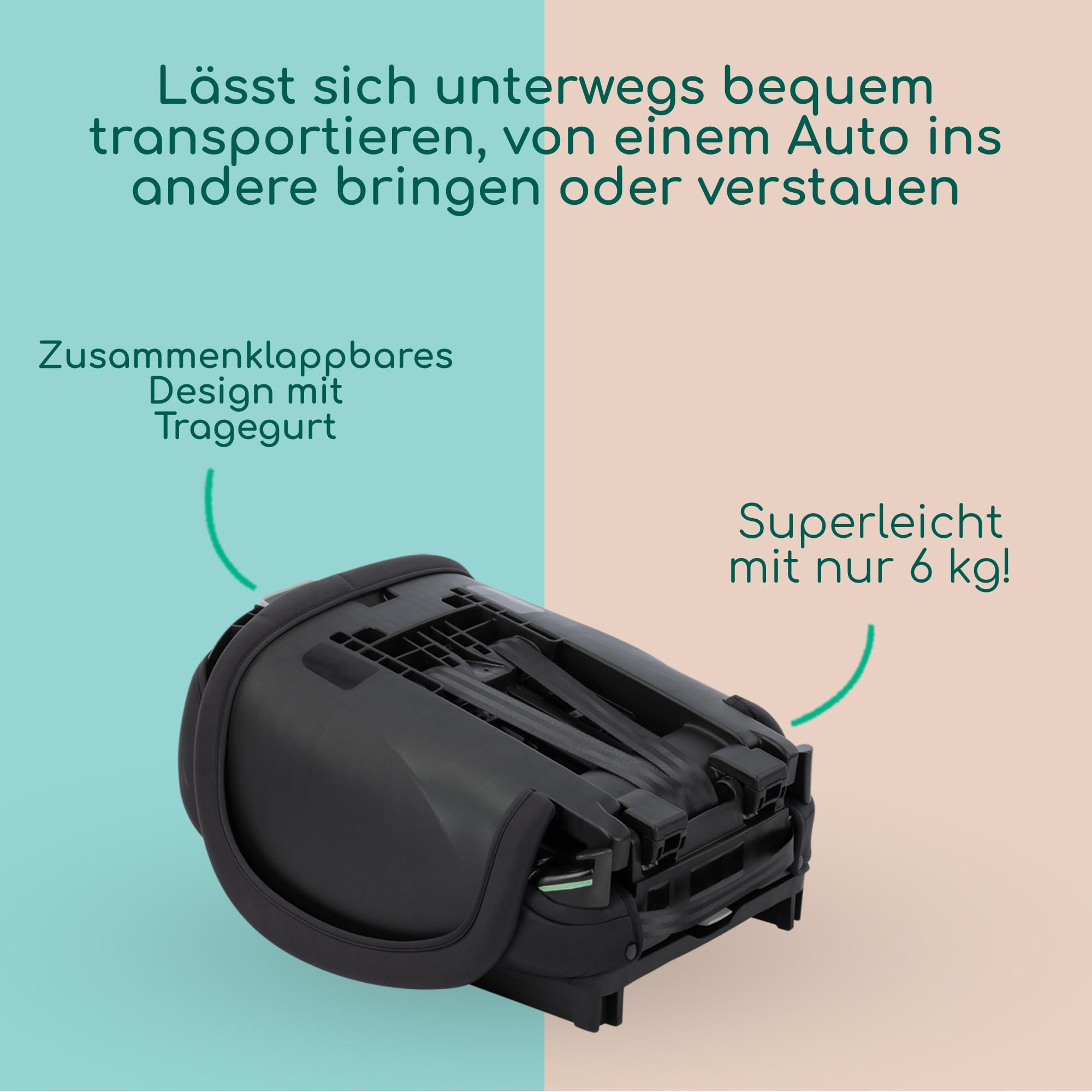 Bebeconfort Ever & Go i-Size Mitwachsender Kindersitz 9-36 kg 15 Mon. bis 12 J. 76-150 cm Klappbarer Kinderautositz Kompakt Leicht 6 kg Full Black