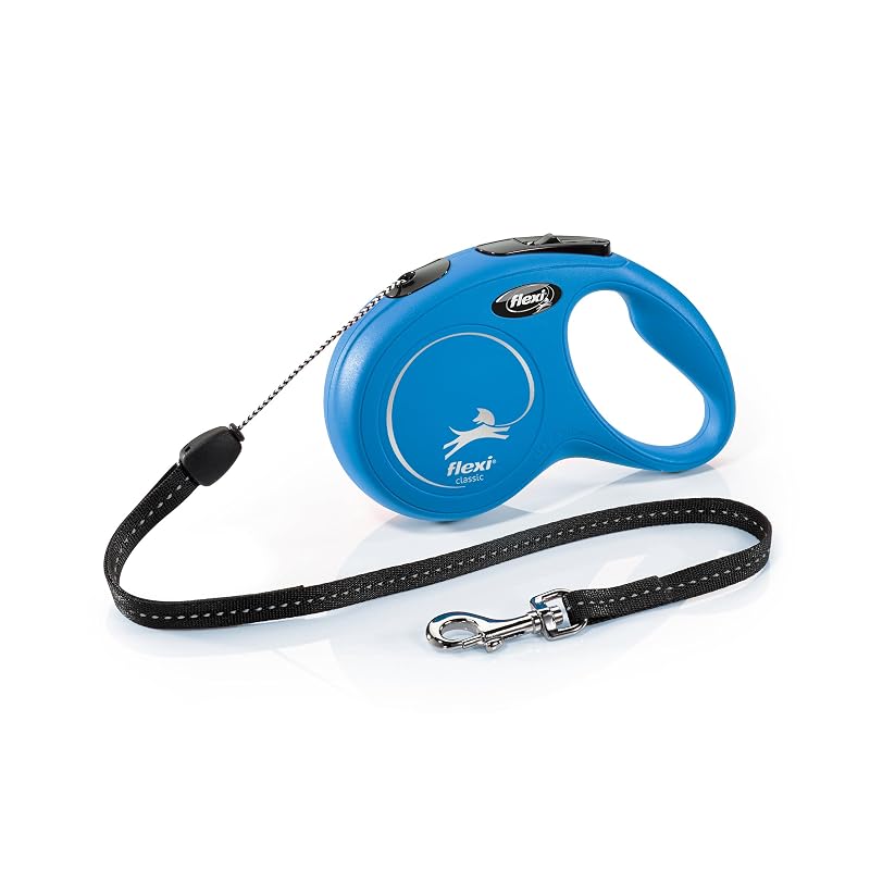 Guia retrátil para cães FLEXI Classic Cord com cordão refletivo, 8 m, até 12 kg, Blue Small (8m)