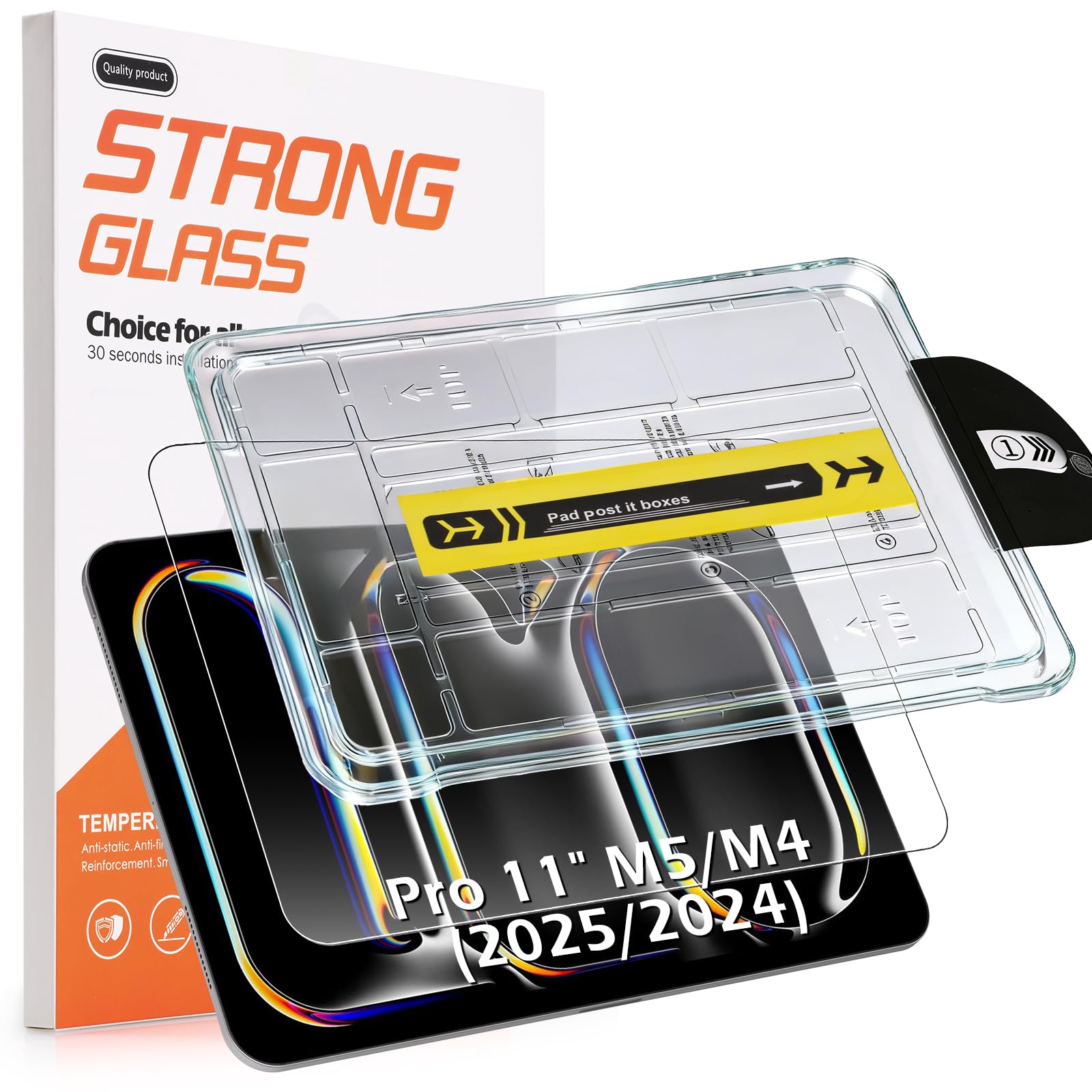 Hianjoo Screen Protector Compatible with iPad Pro 11 Inch M5/M4 (2025/2024), Tempered Glass with Install Tray [HD Clarity] [9 Hardness] [Anti-Scratch] [Easy Installation]