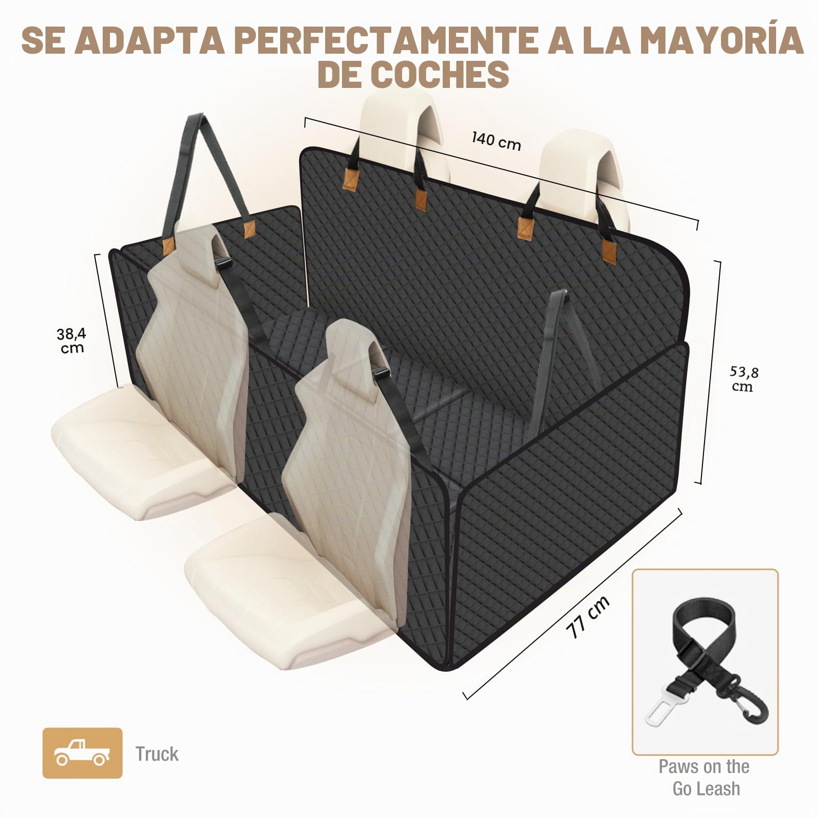 Lekeinchi Funda de Asiento Trasero de Perro Grande para Camión, Funda Coche Perro Asiento Trasero con 6pcs Fondo Duro, Nergo2