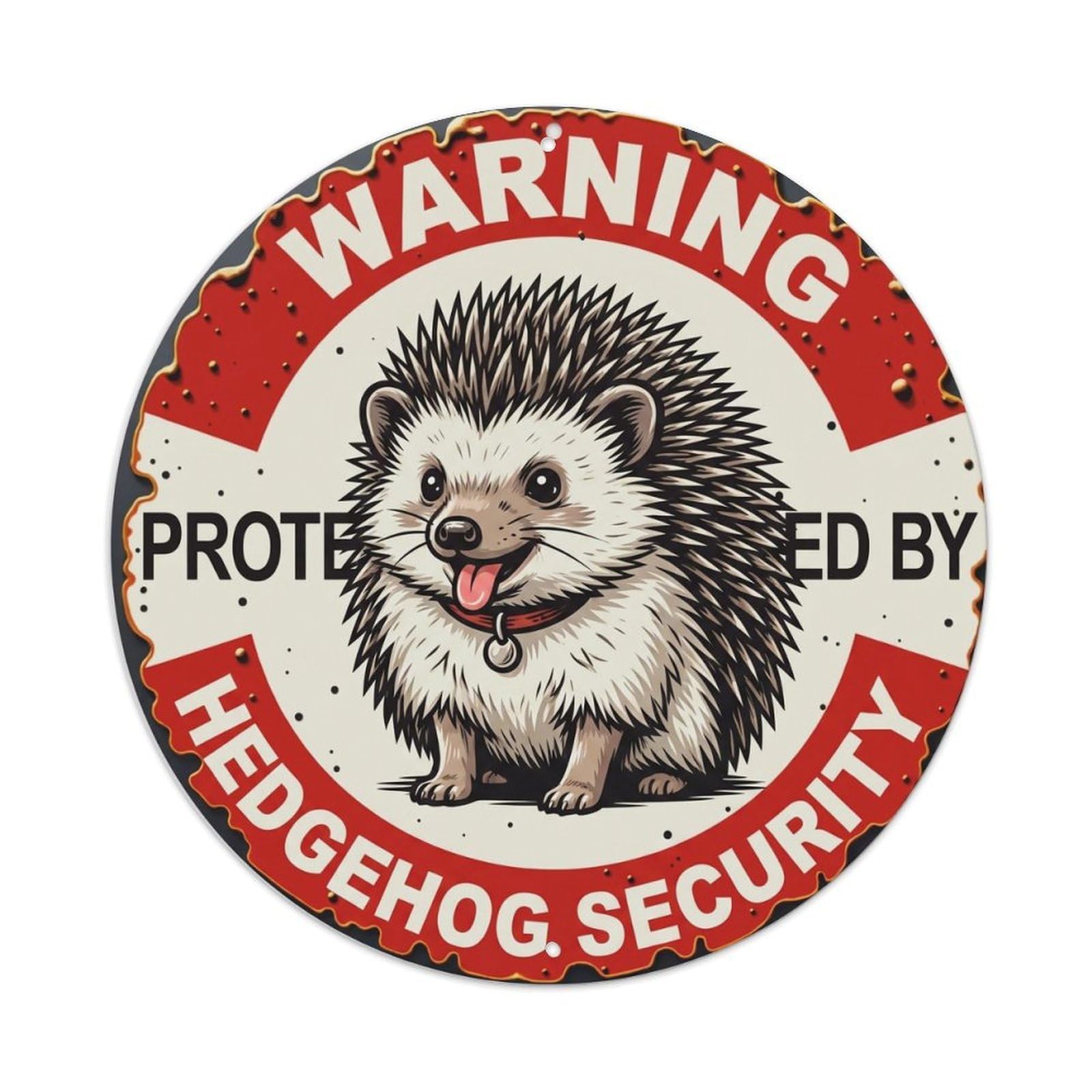 Tgrcjimh Style Metal Tin Sign Warning Protected By Hedgehog Security Vintage
