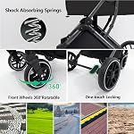 Pet Stroller for Small/Medium Dogs & Cats Up to 50 lbs,4 Wheels Foldable Pet Stroller with Reversible Handle, Removable Pad, Cup Holder and Storage Basket (Black)