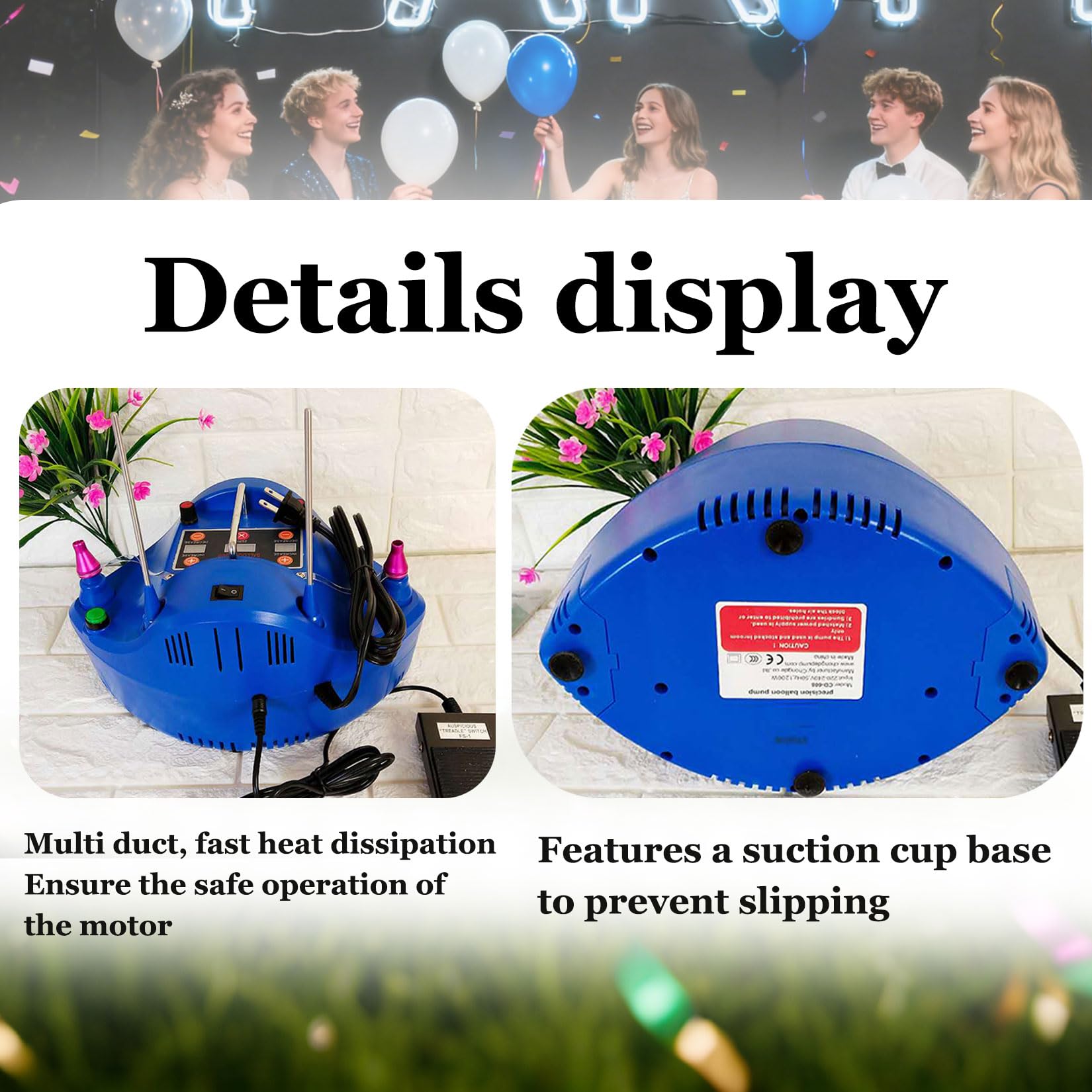 Bomba Eléctrica para Globos,Portátil,Bomba De Inflador De Globo Inflador Cuantitativo,Doble Boquilla,with Foot Pedal,para Fiesta, Boda, Cumpleaños,Decoración de Festivales