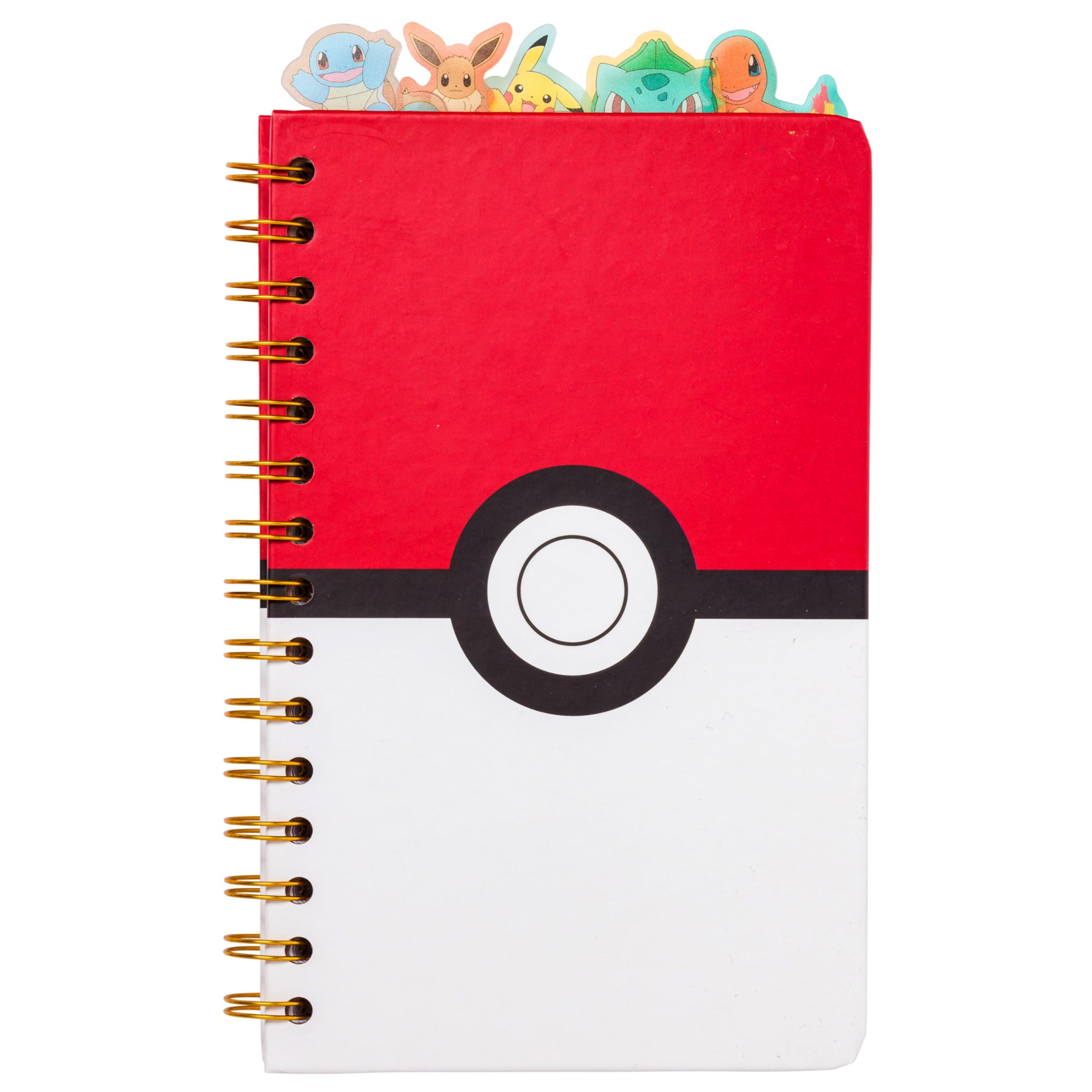 Silver Buffalo Pokemon Pokeball Starters Spiral Tabbed Notebook, 8 x 5 Inches