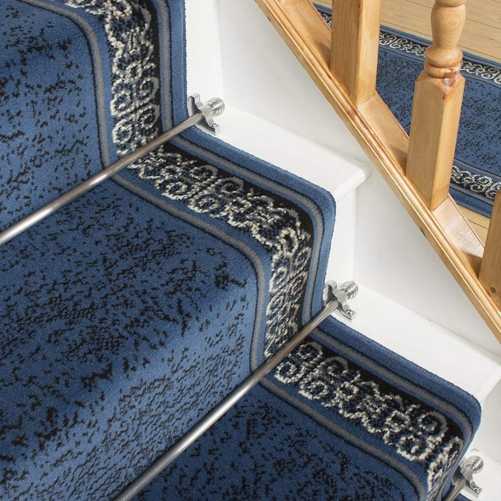 runrug Soft & Comfortable Stair Runner - Smooth & Durable Carpet for Stairs - Stain-Resistant, Fade-Resistant - Multiple Sizes - 60cm x 690cm - 9mm Thick - Tribal, Blue โ image 1