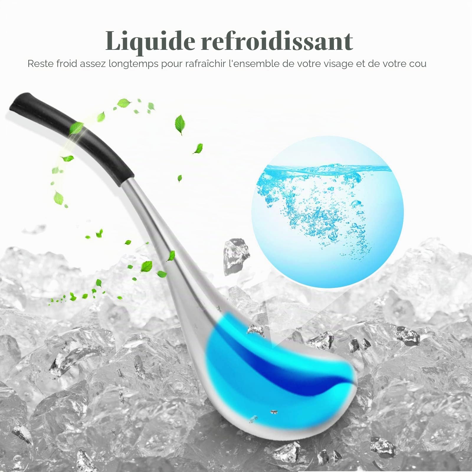 Baguettes cryo de massage facial - En acier inoxydable - Boules de refroidissement pour le cou, les yeux, anti-âge, baguette de traitement (Noir)