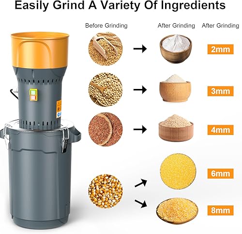 Miniatura 5 de Molinillo eléctrico de maíz, molinillo de grano seco de 6.6 galones, molinillo eléctrico, molinillo de granos, molinillo de cereales, molinillo de