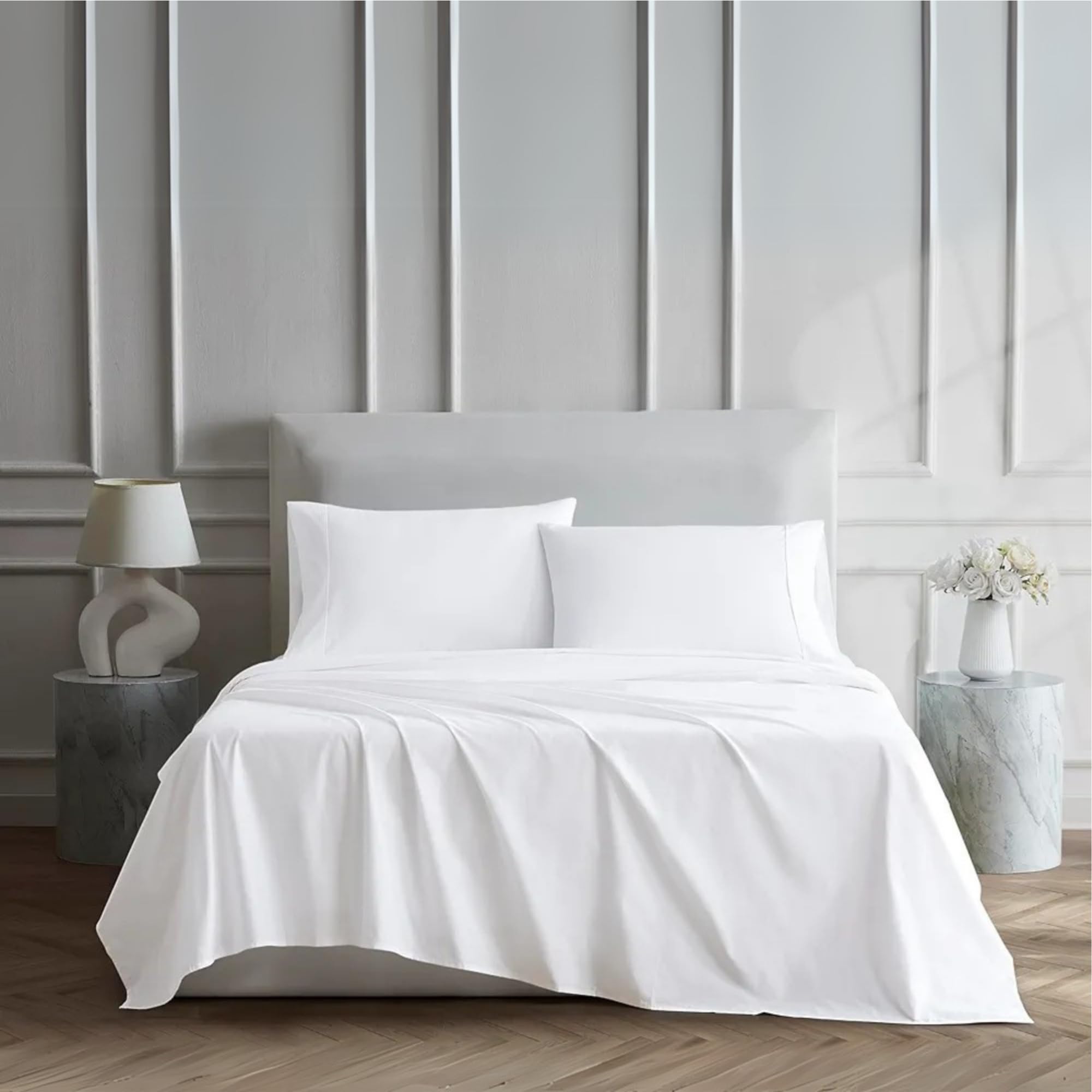 Briarwood Home® 100% Organic Cotton Percale Weave Sheet Set – Crisp, Cool, Breathable & Lightweight – Deep Pocket Bed Sheets – Hotel-Quality Comfort (White/Queen)