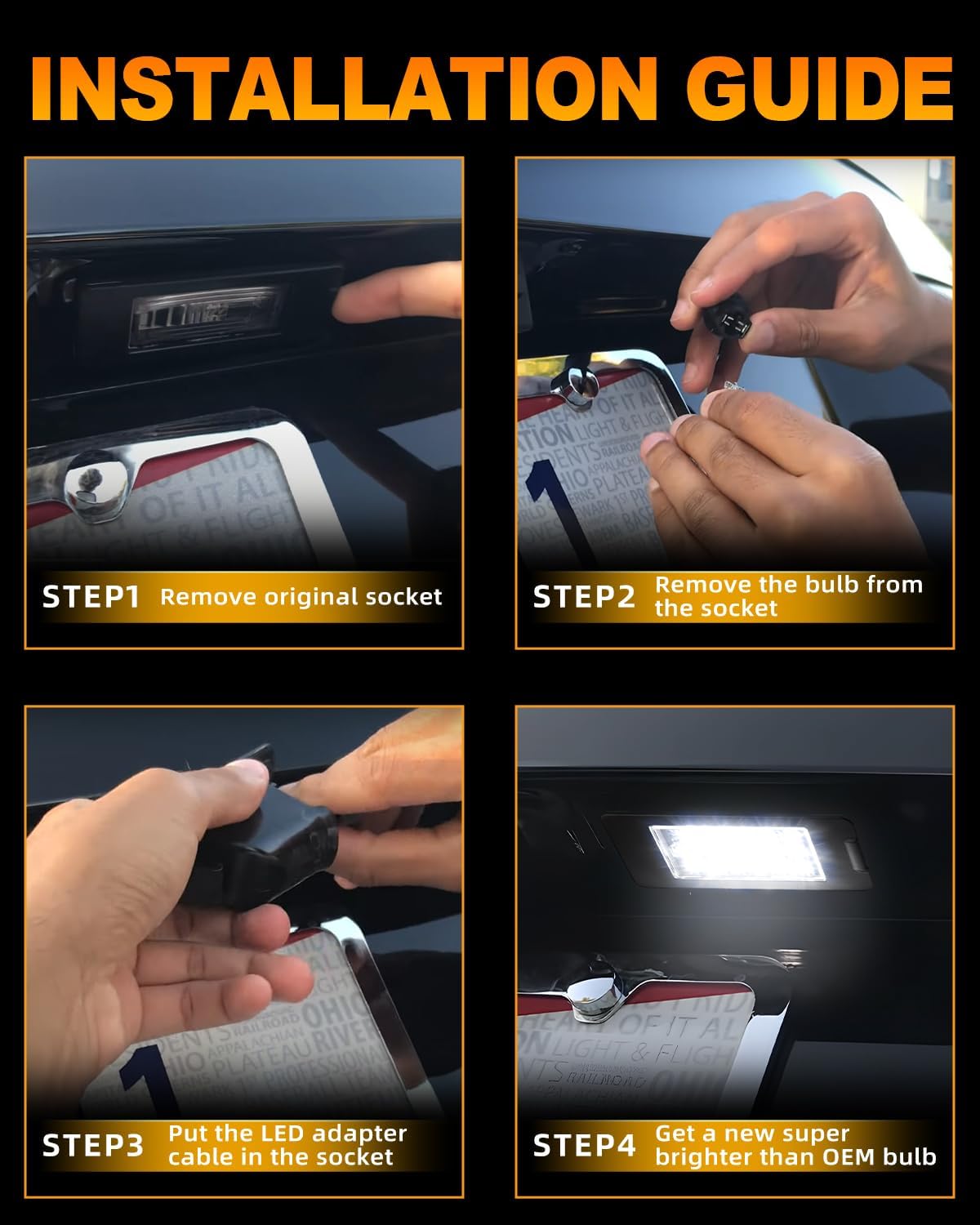 LED License Plate Lights Tag Lights Compatible with 2015 2016 2017 2018 2019 2020 Chevy Tahoe Suburban GMC Yukon XL Cadillac Escalade ESV 18-SMD LED 6000K