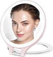 Vista 15 de FASCINATE Espejo de Aumento 10X 1X de Doble Cara con Magnificación Espejo de Tocador para Maquillaje Espejo Iluminado Recargable con 3
