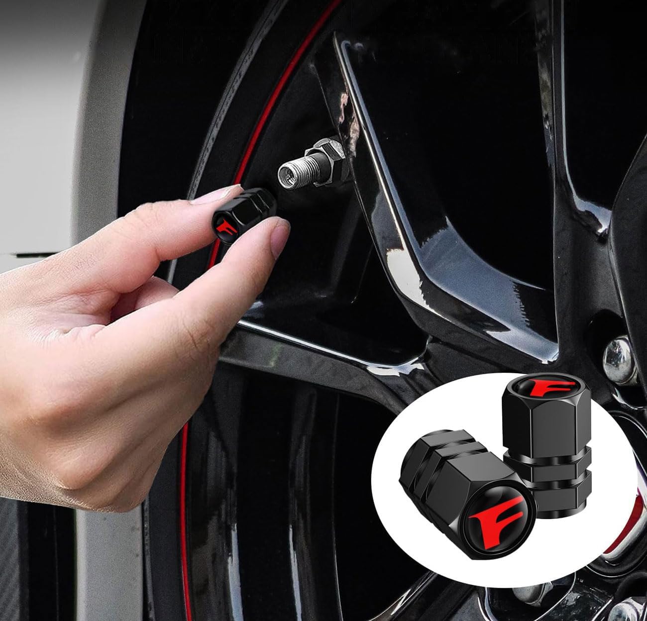 4 Pack Car Tire Valve Stem Caps Compatible with Lexus F Sport image 3