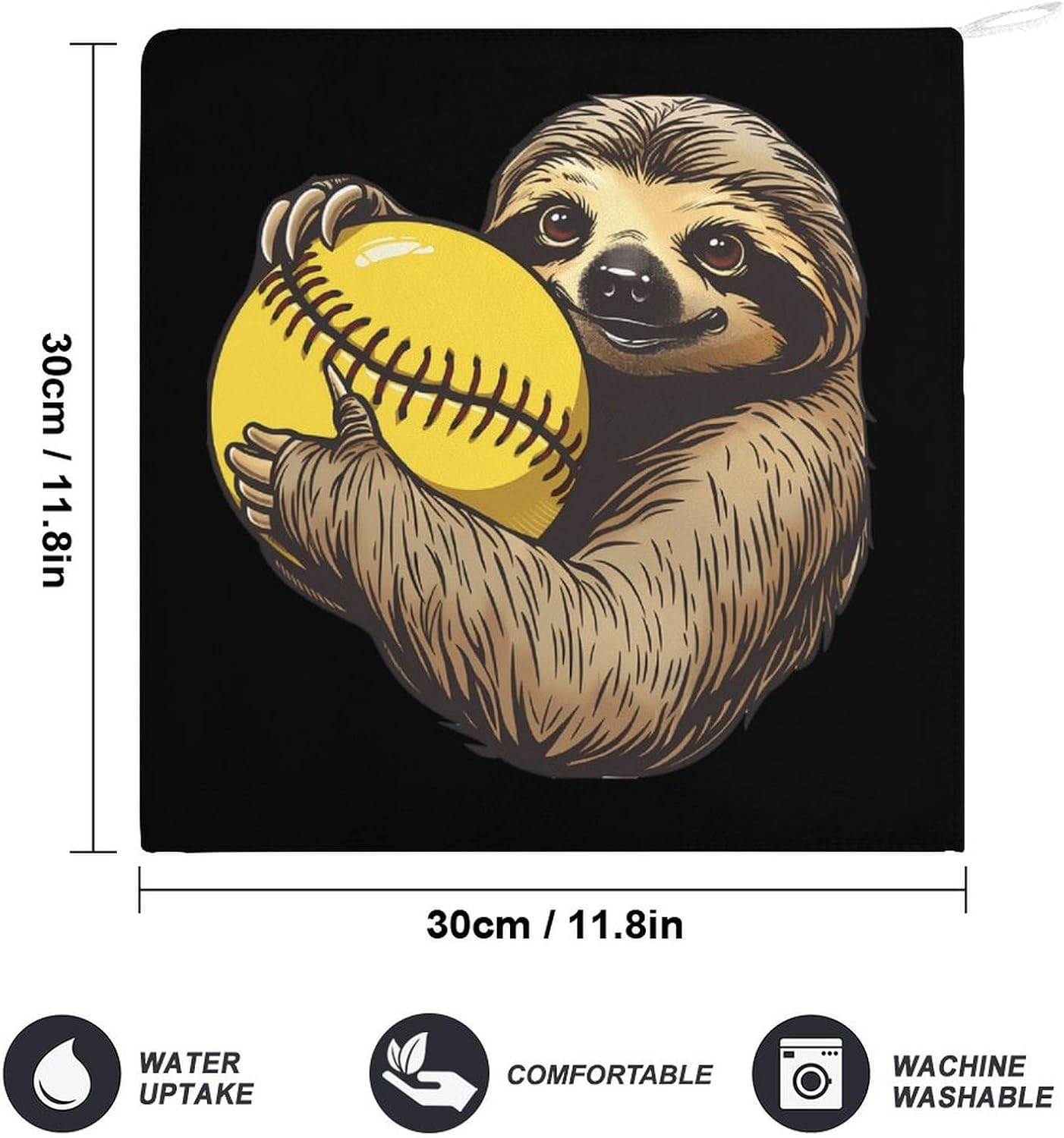 Sloth Softball Love Hand Towels for Bathroom Kitchen Towels Small Towel Handkerchiefs with Hanging Loop 4PCS