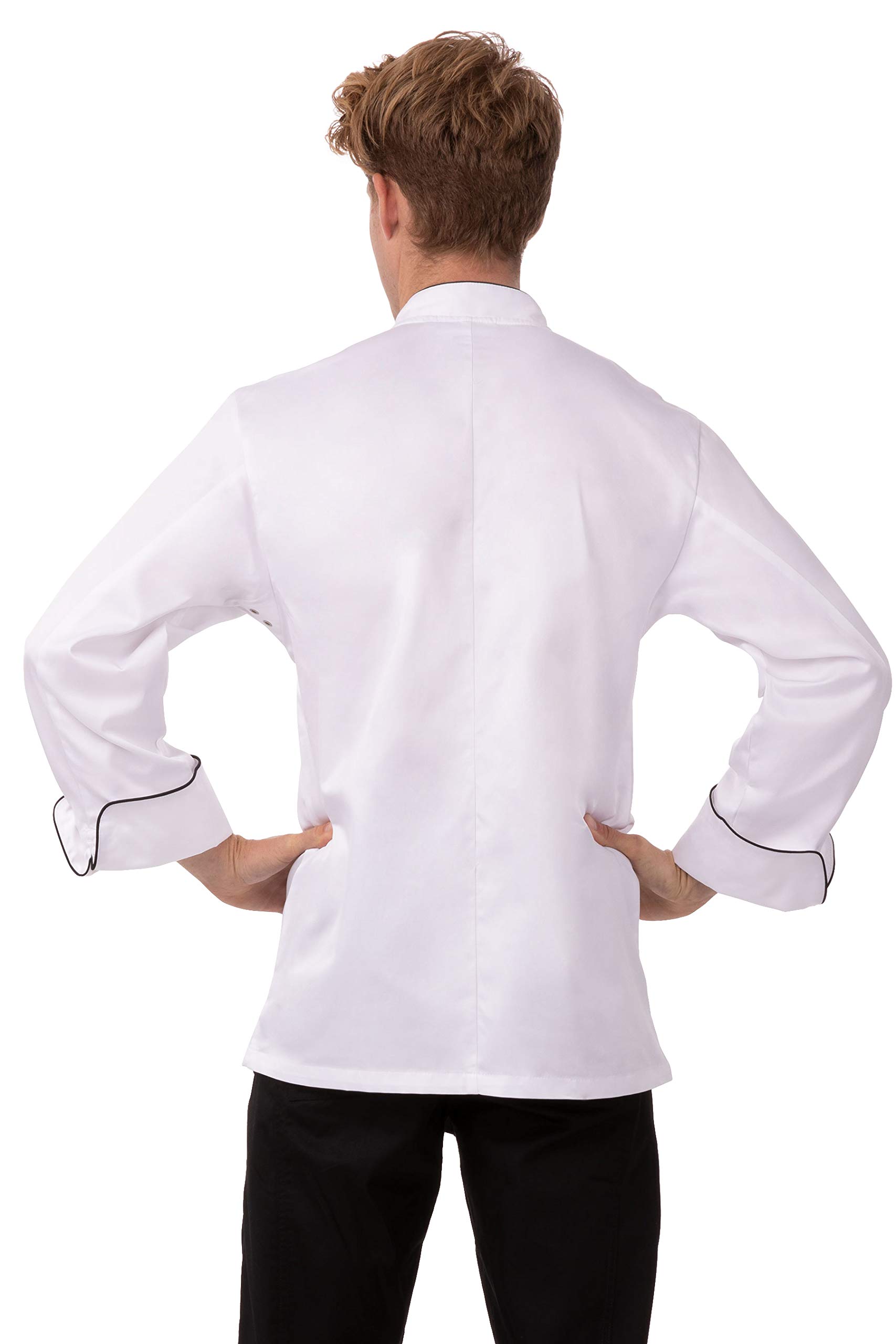 Chef Works Monte Carlo Ägyptische Baumwolle Chef Coat, weiß mit schwarzer Paspelierung, ECCB-WHT-58