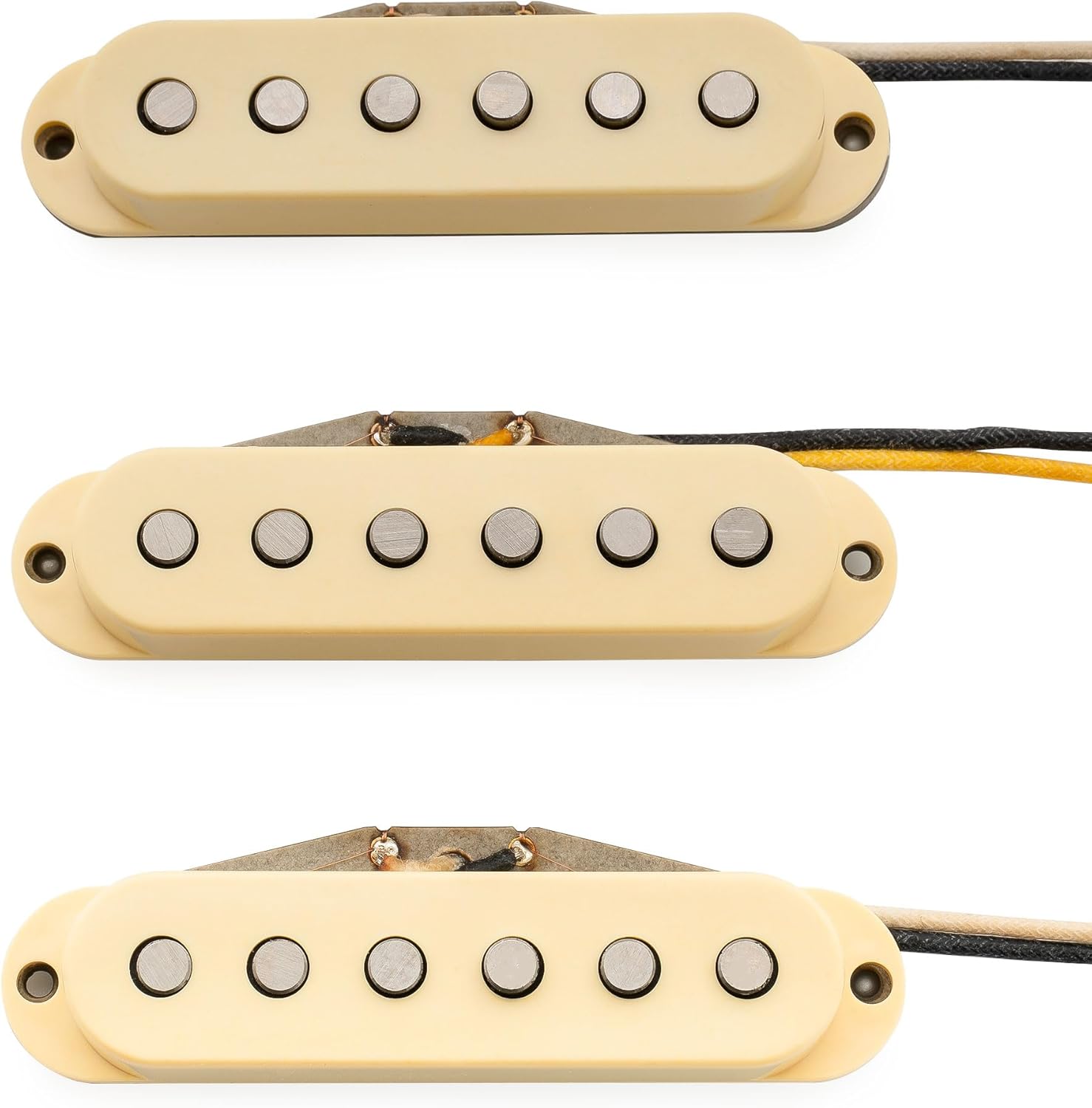 The Revival Pickups RPS6 Jimi Hendrix Vintage Style Alnico 5 Single Coil Neck Middle Bridge Pickups Set for Strat Style Electric Guitar, Cream