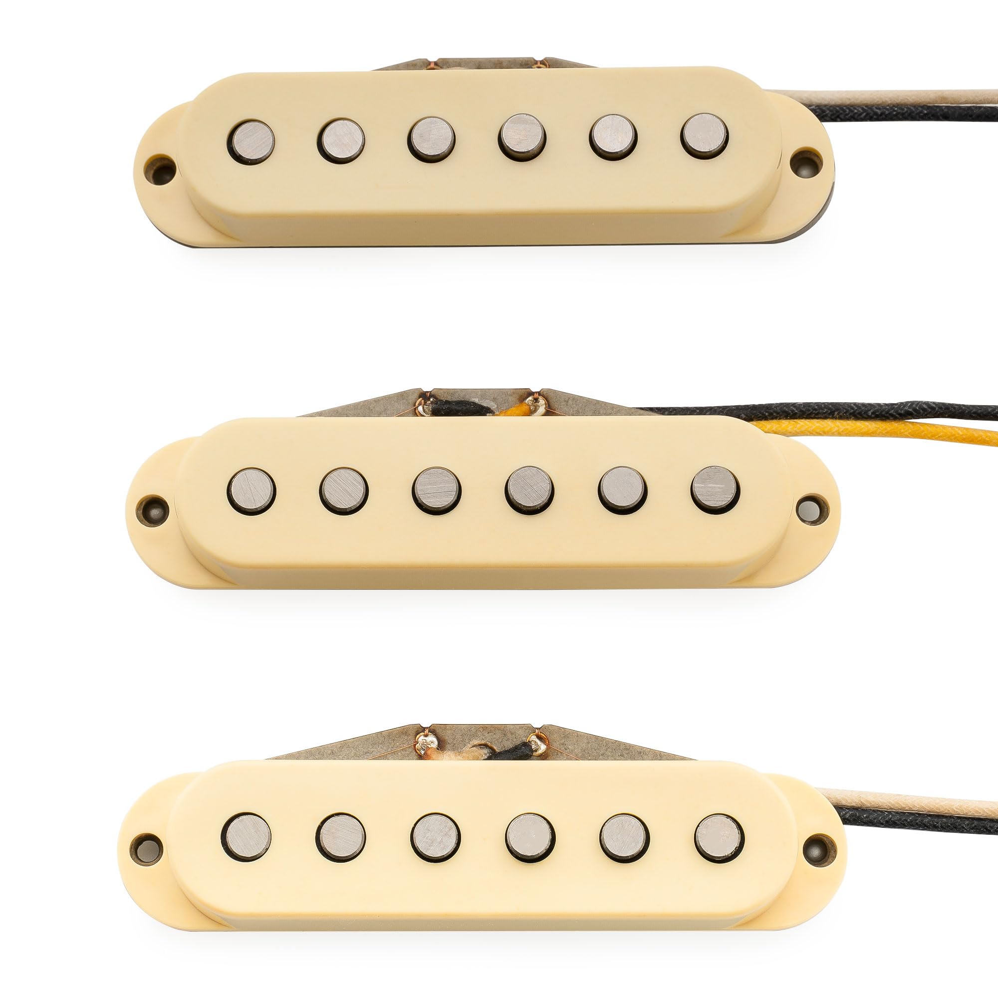 The Revival Pickups RPS6 Jimi Hendrix Vintage Alnico 5 Micros Simple Bobinage Manche Milieu Chevalet pour Guitare électrique Style Strat, Crème