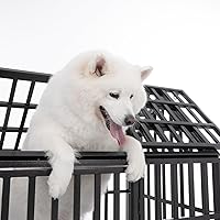 Vista 2 de Jaula extragrande para perros, jaula de hierro galvanizado resistente de 52 pulgadas, muebles con puerta delantera, puerta superior y 4 ruedas