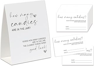 Minimalist How Many Candies Game (1 Standing Sign + 50 Guessing Cards),Candy Guessing Game, Baby Shower Game, Minimalist Bridal Shower Game, Baby Shower Ideas-GHMC10