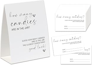 Minimalist How Many Candies Game (1 Standing Sign + 50 Guessing Cards),Candy Guessing Game, Baby Shower Game, Minimalist Bridal Shower Game, Baby Shower Ideas-GHMC10
