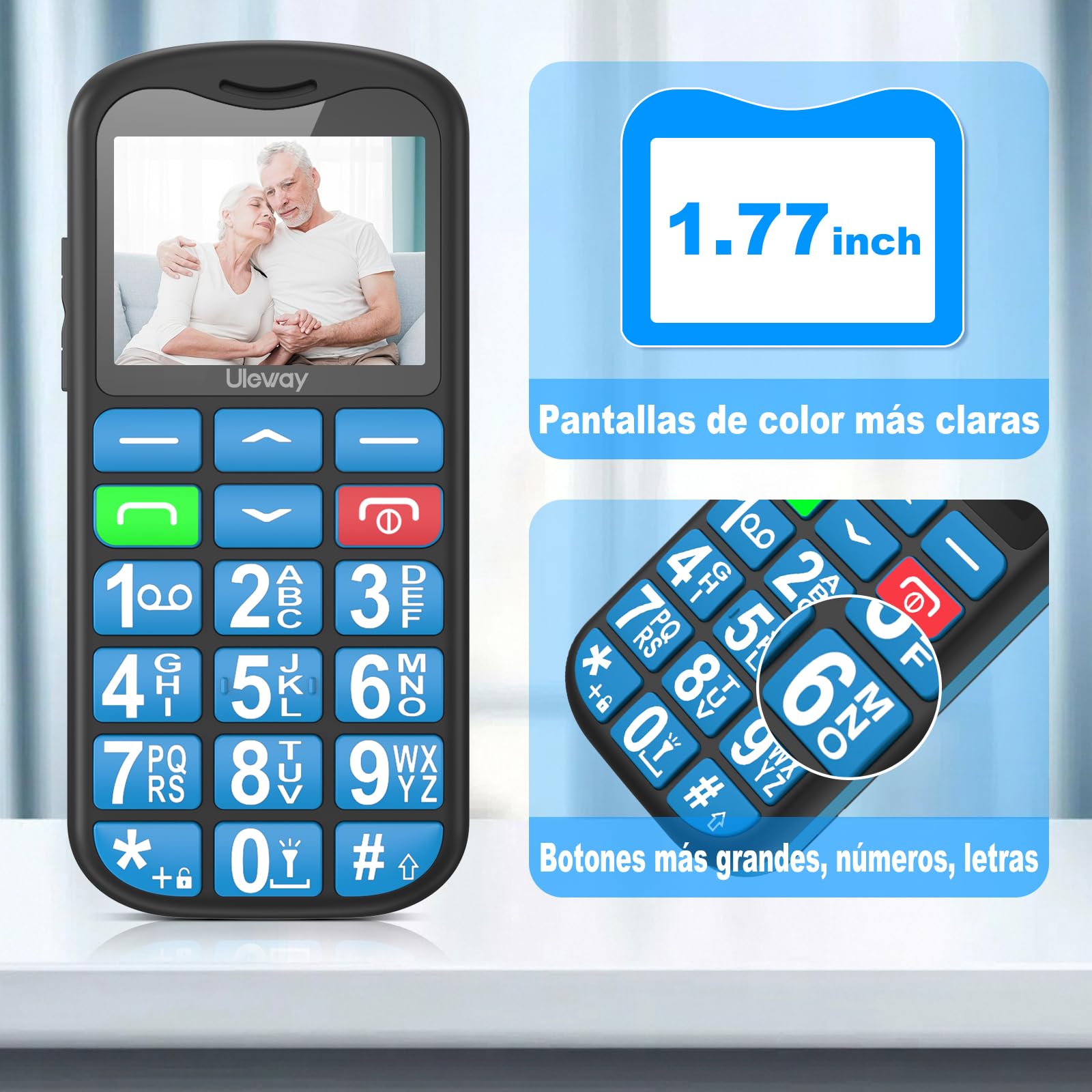 CHAKEYAKE Teléfono Móvil para Mayores 4G Libre, Teléfono para Personas Mayores con Teclas Grandes, Bluetooth y Base de Carga, Volumen Alto, Botón SOS, Marcación Rápida, Radio FM