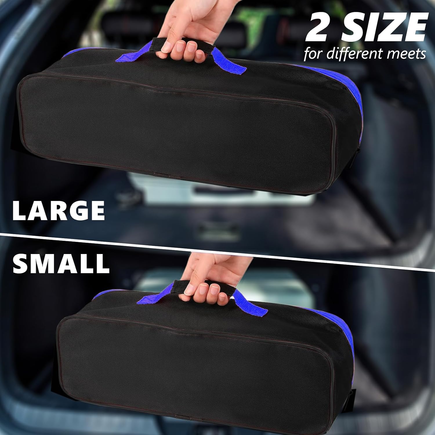 3 Pack Tool Bag with Zipper, Utility Wide Mouth Waterproof Oxford Tool Pouch, Multiple Purpose-Tool Organizers and Storage, Small Metal Tools Bags (Blue-Large)