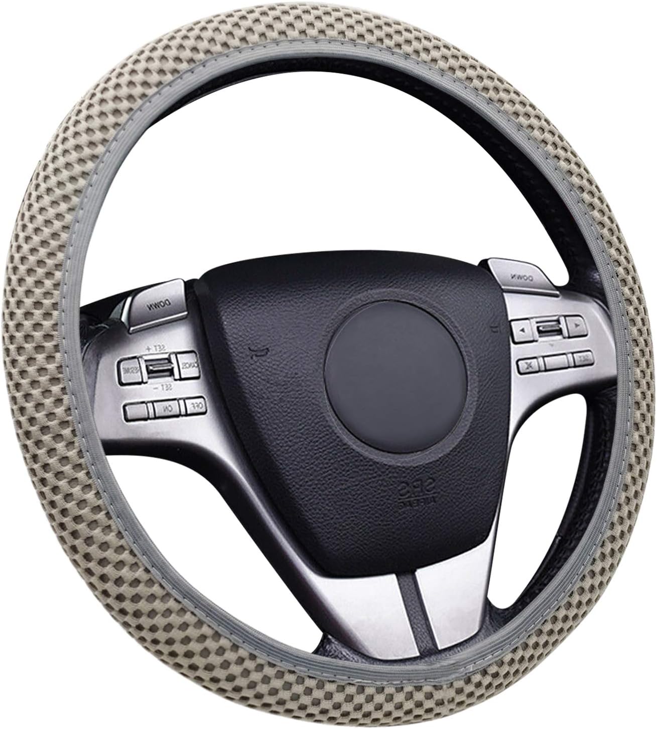 NICEASY 14.5-15 inch Gray Soft Mesh-Cloth Steering Wheel Cover
