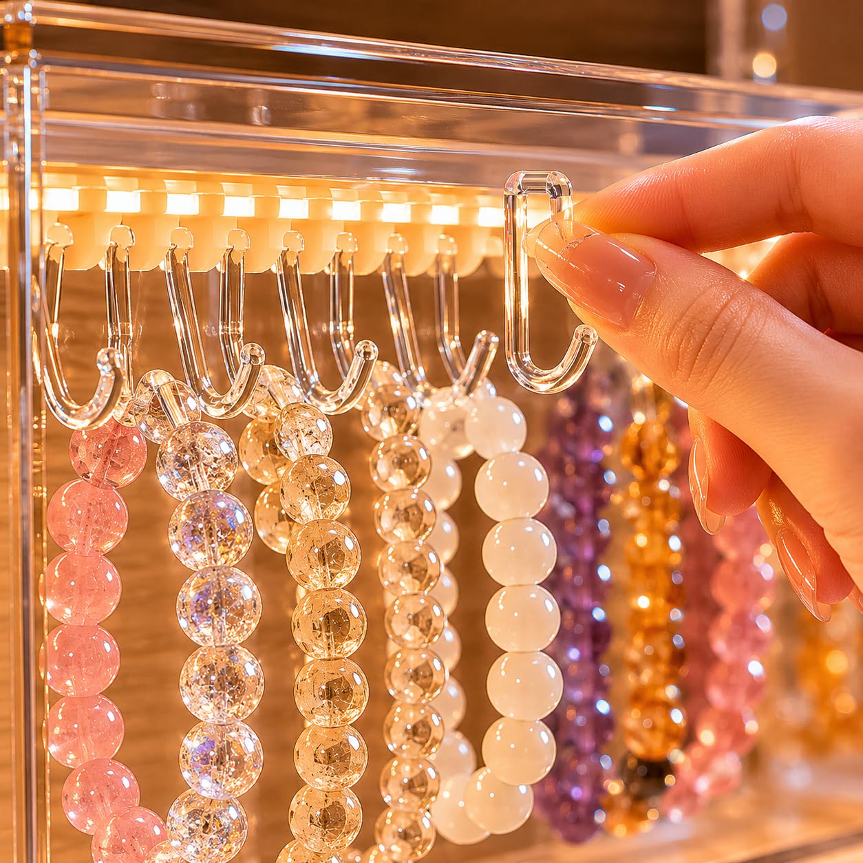 Vitrina Expositora Acrílica Transparente, 3 Niveles con Luz, para Coleccionistas Figuras y Joyas, 18L Antipolvo , Caja Almacenamiento Pulseras a (#9457)