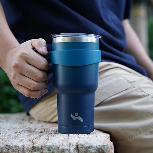 Miniatura 27 de 10 oz Tumbler with Handle and 2 Straw 2 Lid, Insulated Water Bottle Stainless Steel Vacuum Cup Reusable Travel Mug,Turquoise Negro