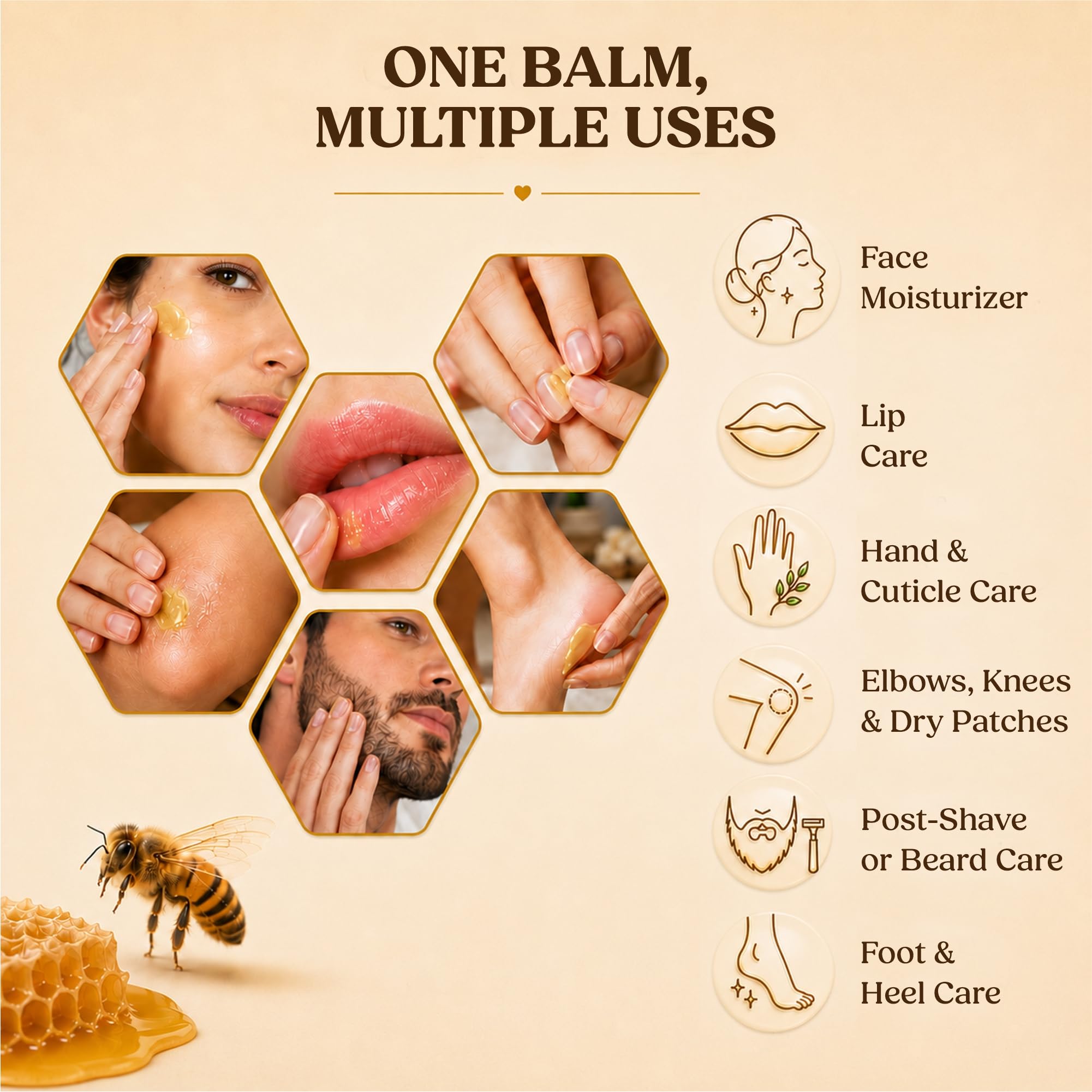 Sweet Bee Magic Organic Honey Bee Balm for Face, Skin & Body - All in One Honey Balm - Beeswax Body Moisturizer - All Natural Aid - 1 jar (2oz) Product Image 5