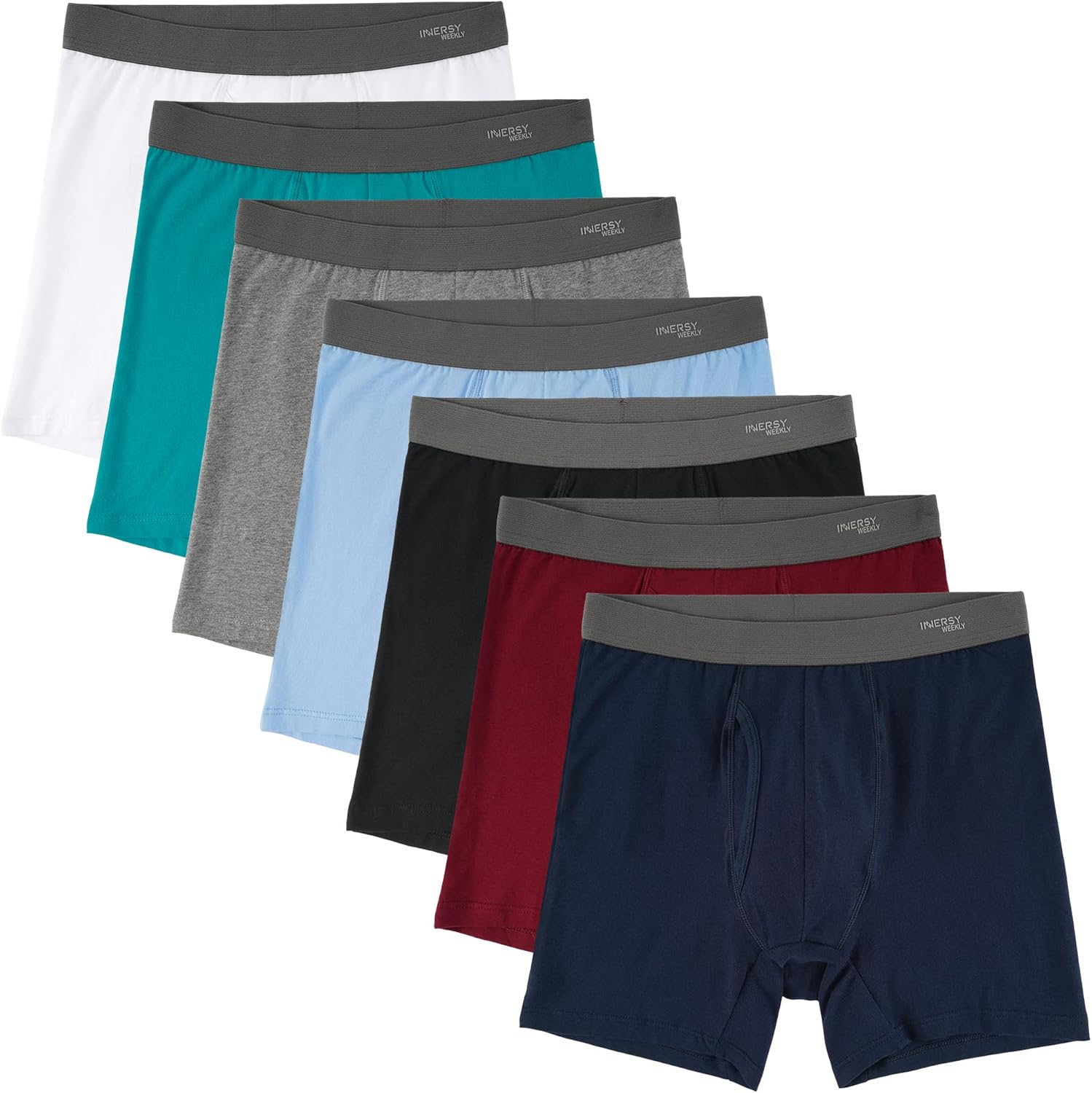 INNERSY Men's Cotton Underwear 7-Pack Colorful Boxer Briefs with Fly for a Week