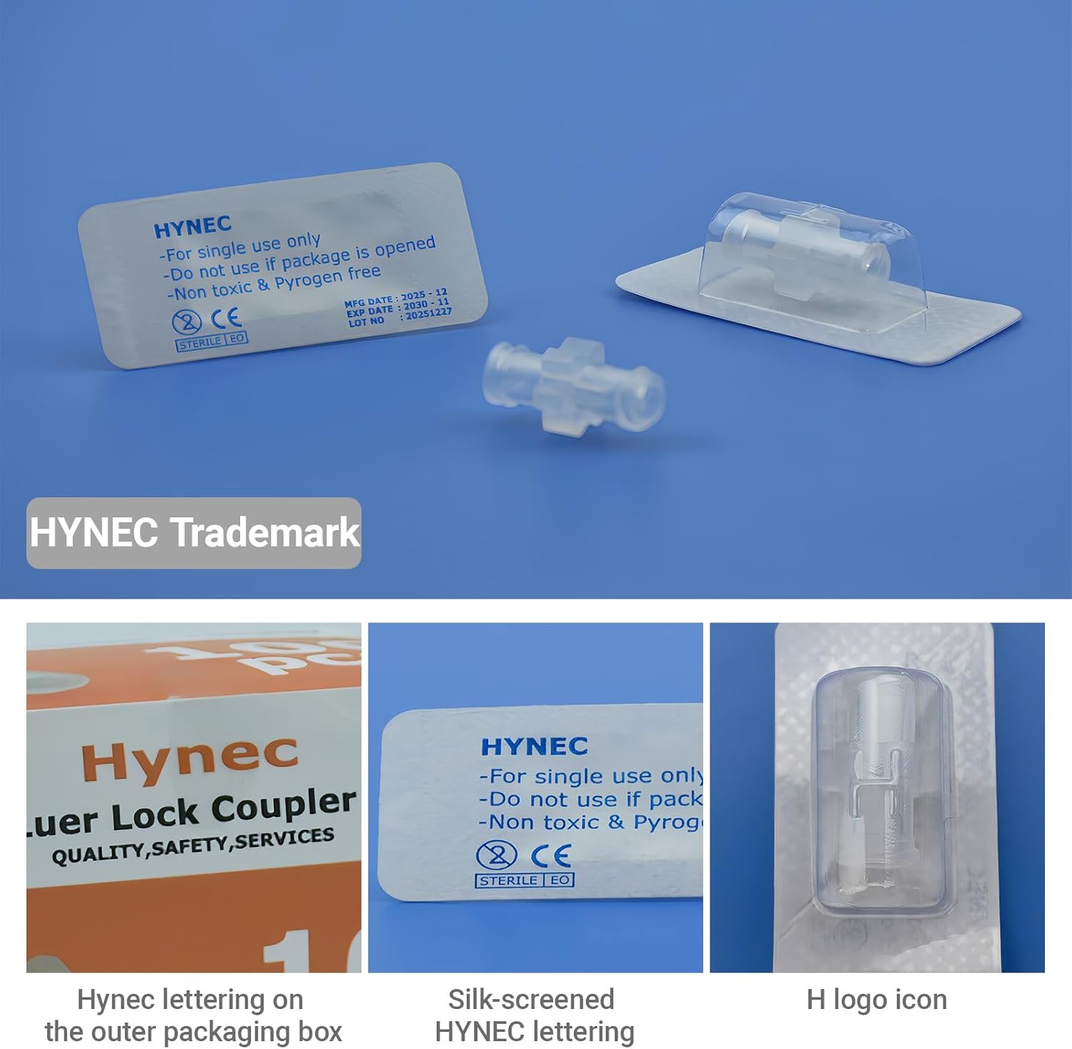 Luer Lock Fittings Series (100 Pack), Individually Wrapped - High-Performance J560M PP - Anti-Slip Grip Syringe Connectors & Caps for Lab & Industrial Use (Coupler - Female to Female)