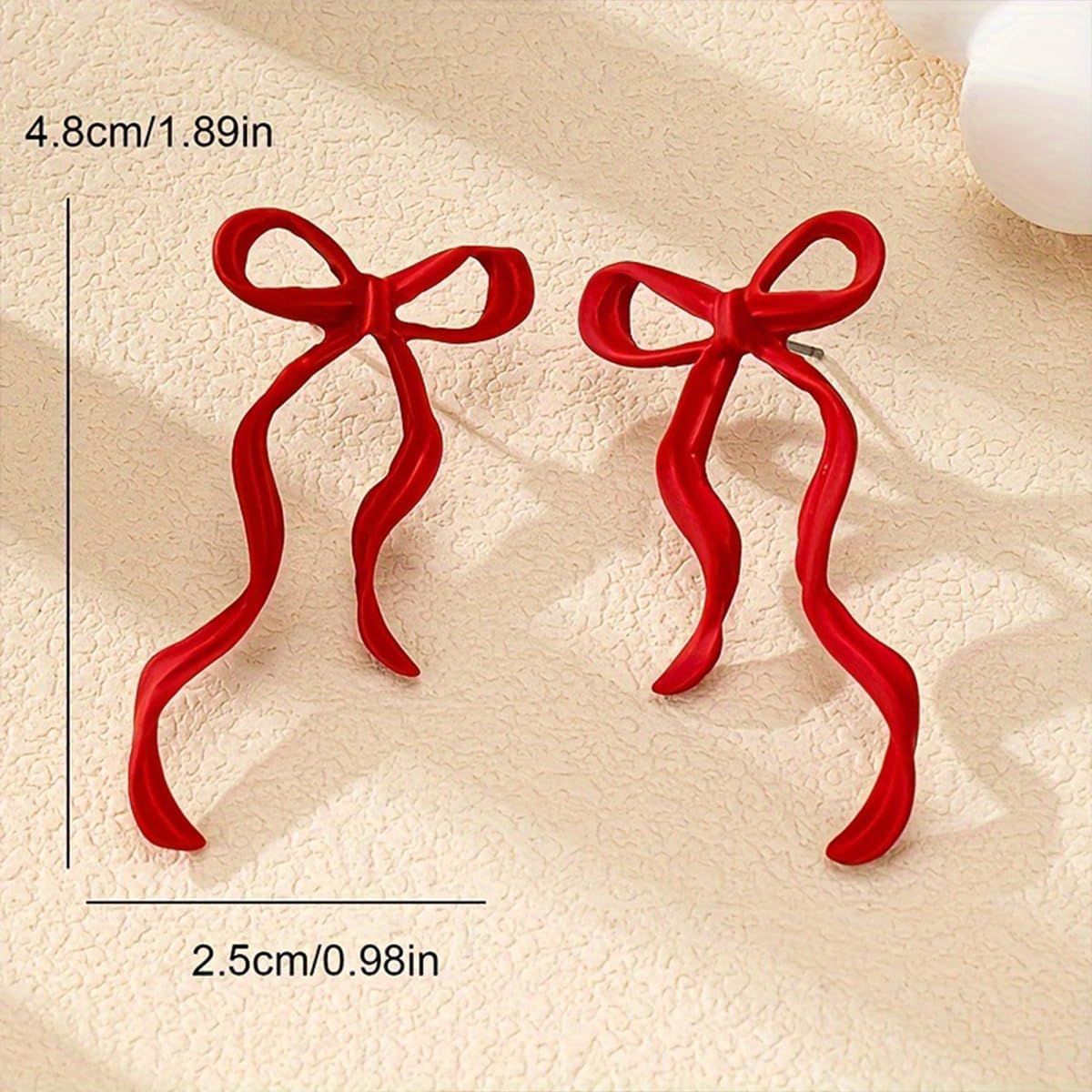 Valentines Earrings Bow Earrings for Women Pink Bow Ribbon Holiday Earring Valentines Jewelry Accessories for Women - Image 5