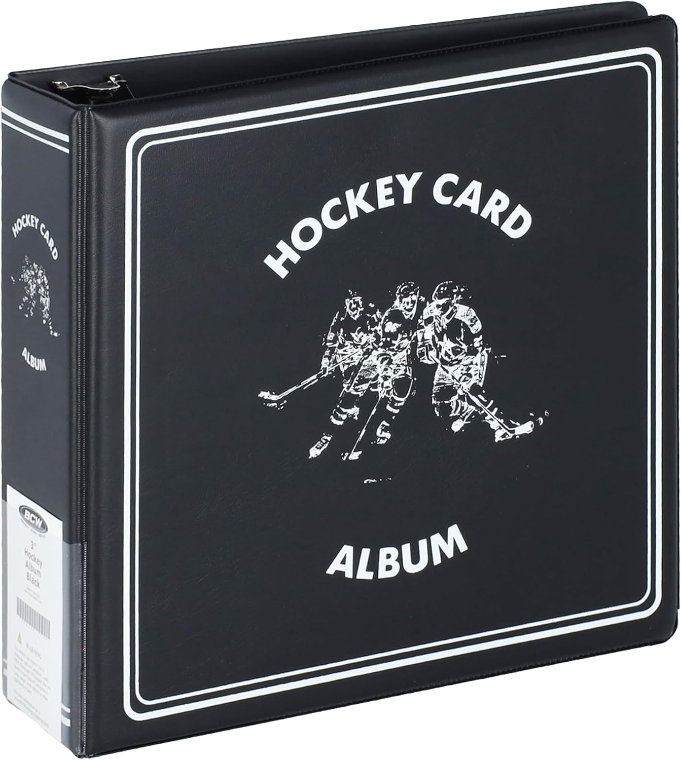 BCW 3" Hockey Card Binder | Black 3-Ring Album for Sports & Trading Card Collection | Holds Up to 90 Pages | Durable D-Ring Binder | Secure Trading Card Storage Organizer