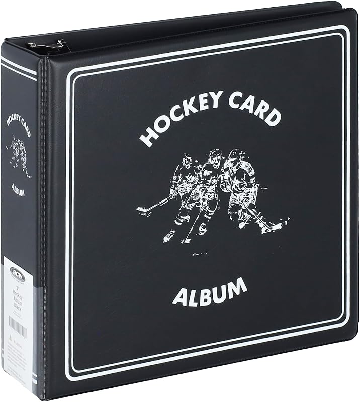 BCW 3" Hockey Card Binder | Black 3-Ring Album for Sports & Trading Card Collection | Holds Up to 90 Pages | Durable D-Ring Binder | Secure Trading Card Storage Organizer