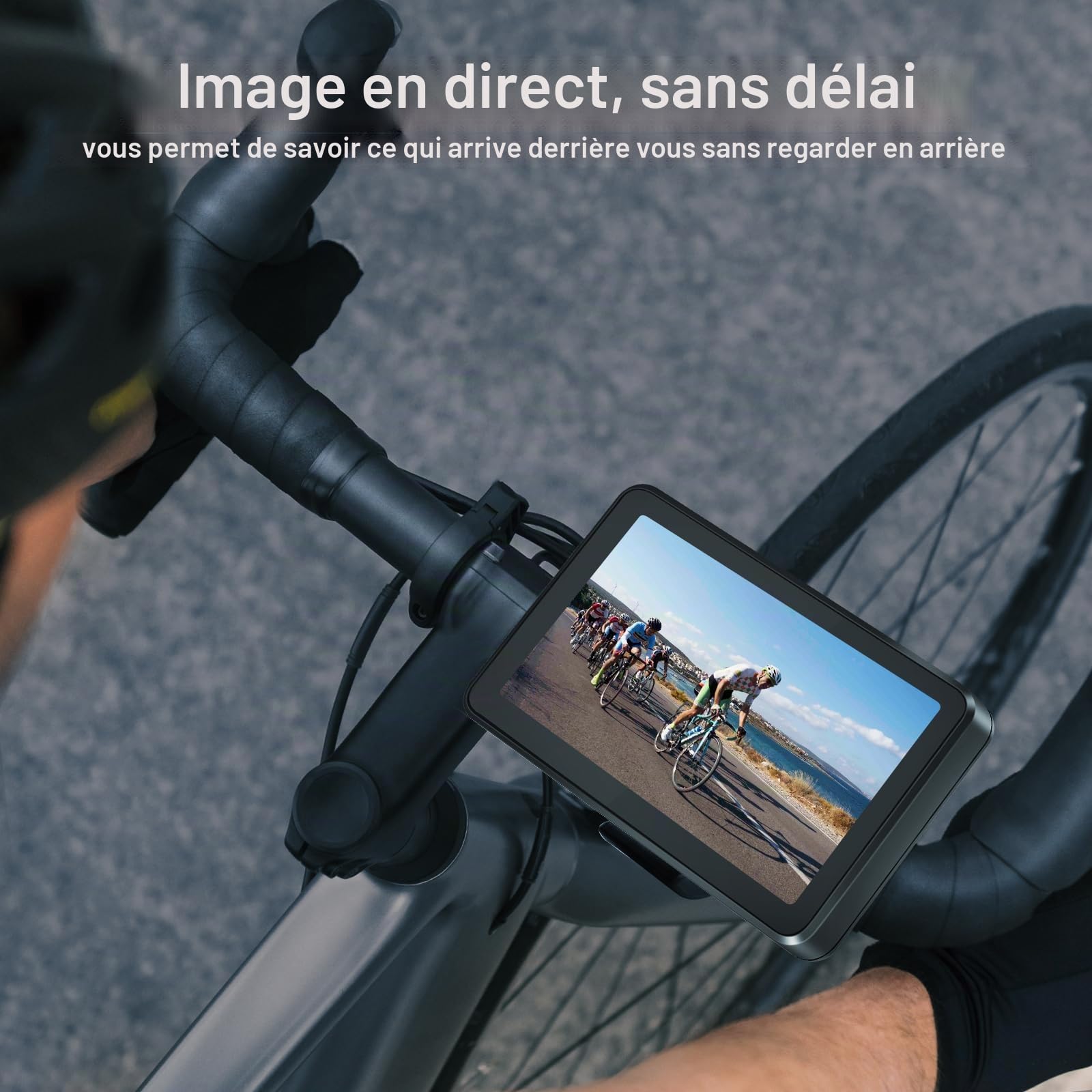 PARKVISION Miroir à vélo avec Caméra Arrière 1080p - Écran AHD 4,3", Guidon 20-30mm - Sécurité pour VAE, VTT & Vélo de Ville Rétroviseur Électronique Velo