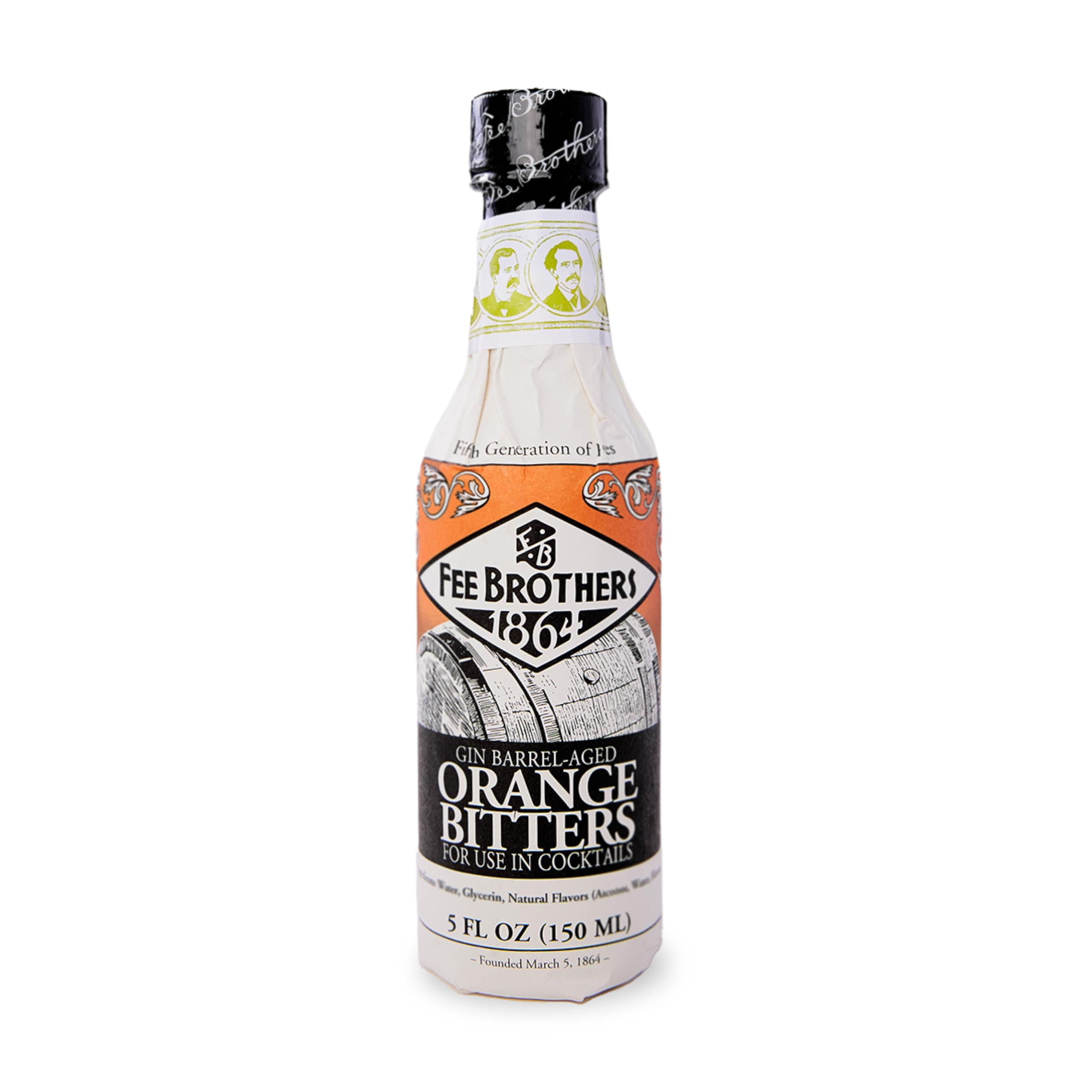 Fee Brothers Gin Barrel-Aged Orange Cocktail Bitters - Aromatic Cocktail Mixer & Concentrated Flavoring, Gluten Free, Vegan-Friendly, 5 fl oz
