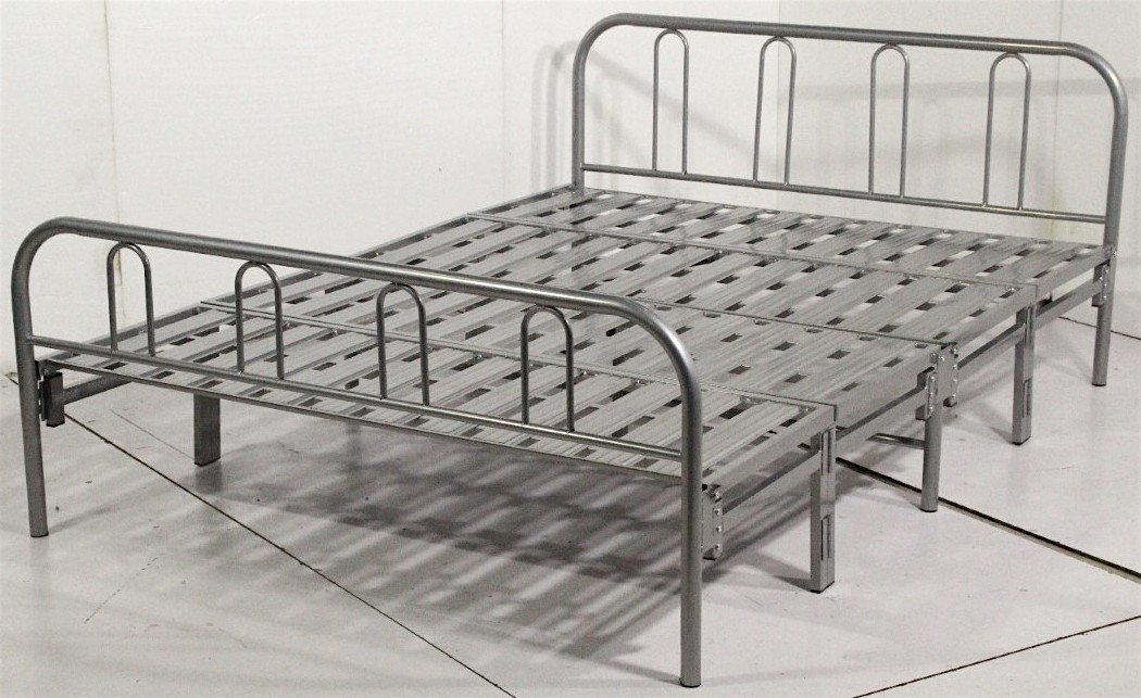 HomejoyTexas Unique Double 4.6, Silver contract folding metal bed frame plus special 2 fold mattress.