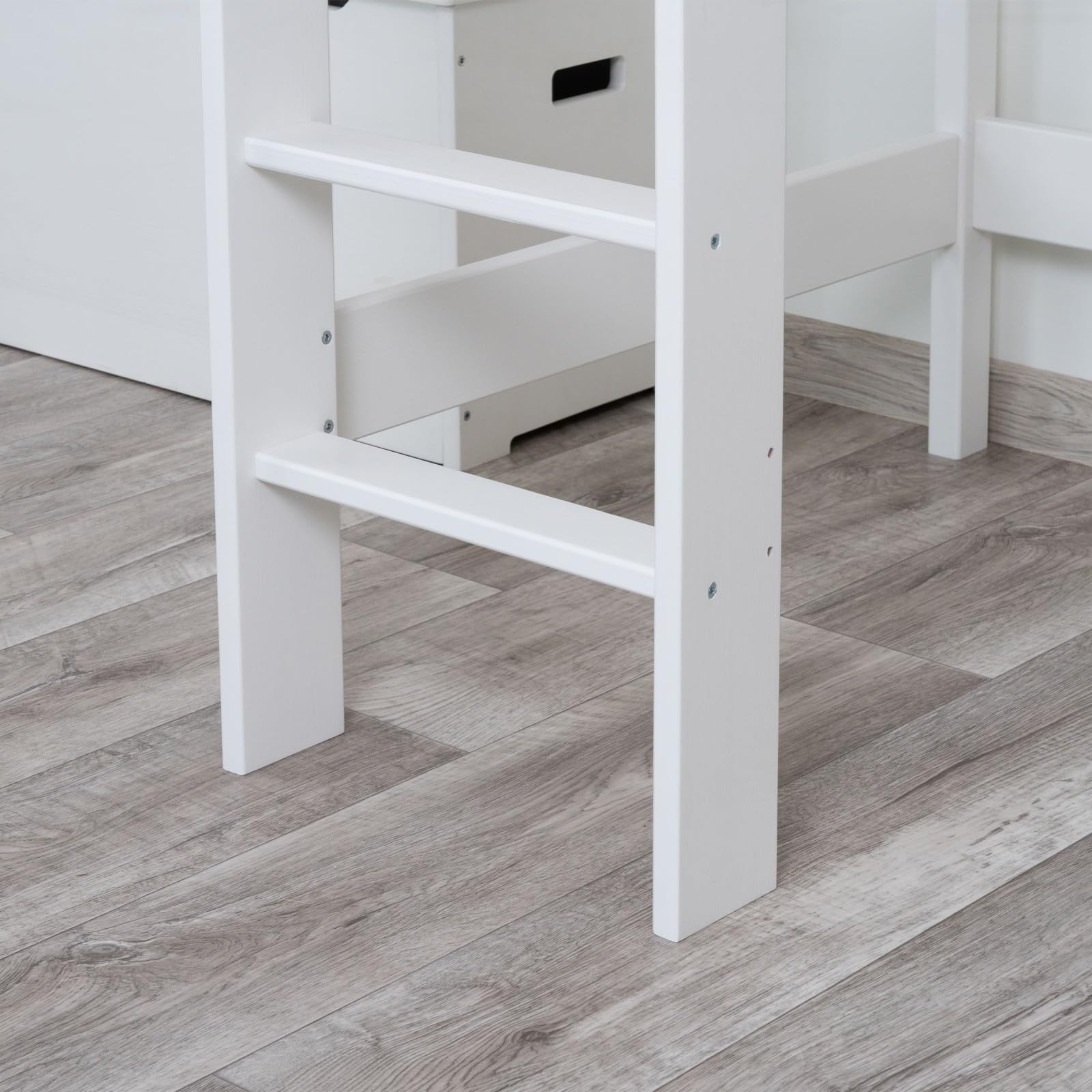 Need Sleep Loft Bed - Litera con escaleras, cama alta para adultos, adolescentes, niños (blanco, 180 x 80 - 180 cm de alto)