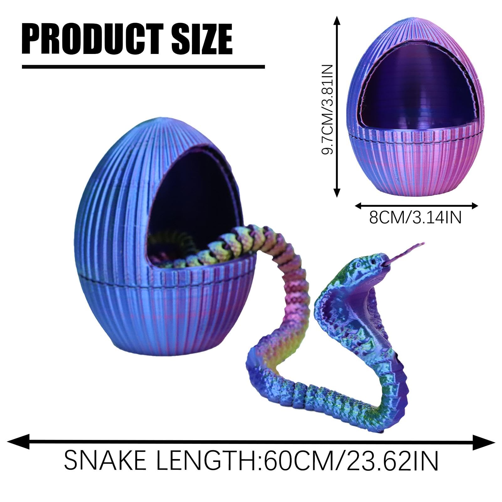 Œufs de Pâques imprimés en 3D avec serpent à l'intérieur, adorables œufs à engrenages rotatifs