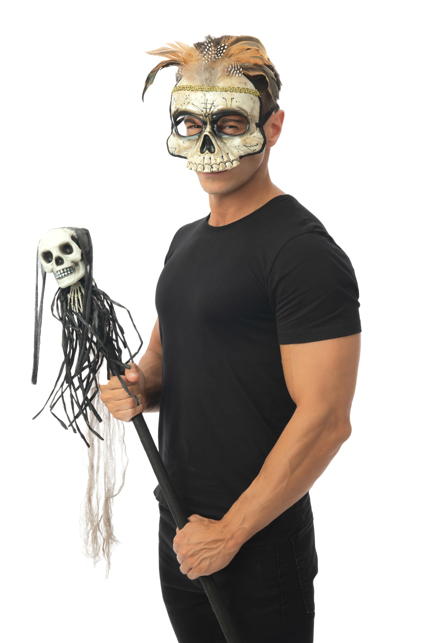 Bâton De Prêtre Vaudou Halloween – 90 Cm – Accessoire Déguisement Effrayant P'tit Clown – Parfait Pour Costume Mystique