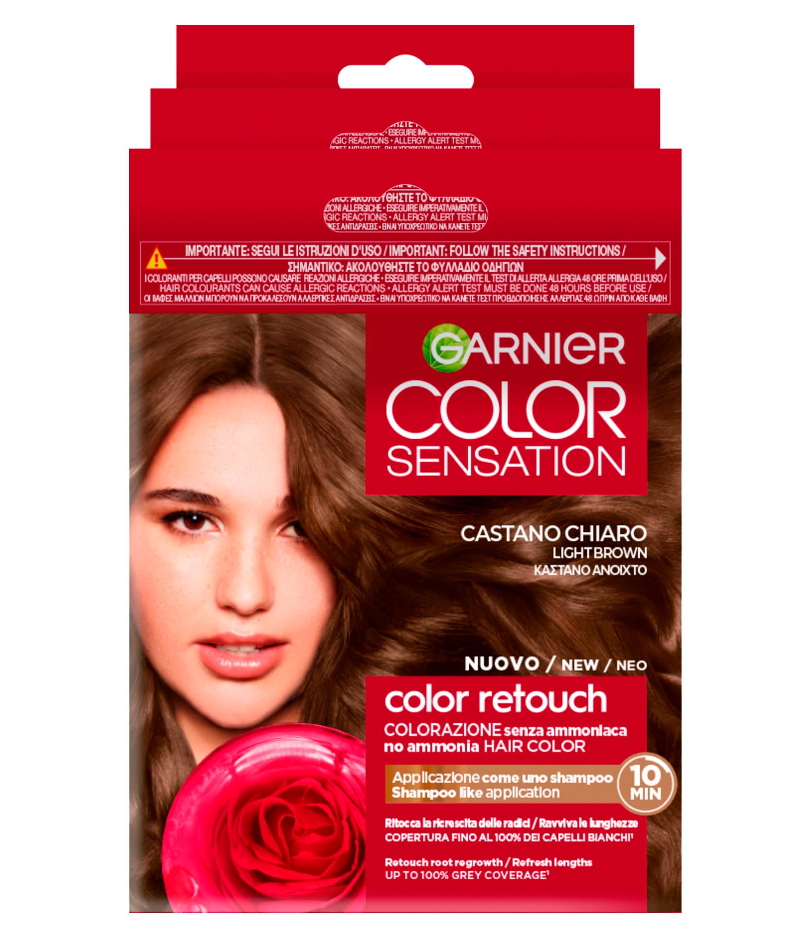 GarnierColor Sensation Color Retouch Permanent Hair Dye Ideal for Regrowth Covers White Hair Easy Application Light Brown Colour – Pack of 3 Colours