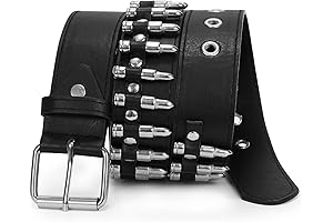 Rivet Belts for Men Women Punk Adjustable Gothic Black Belt with Metel Buckle for Jeans
